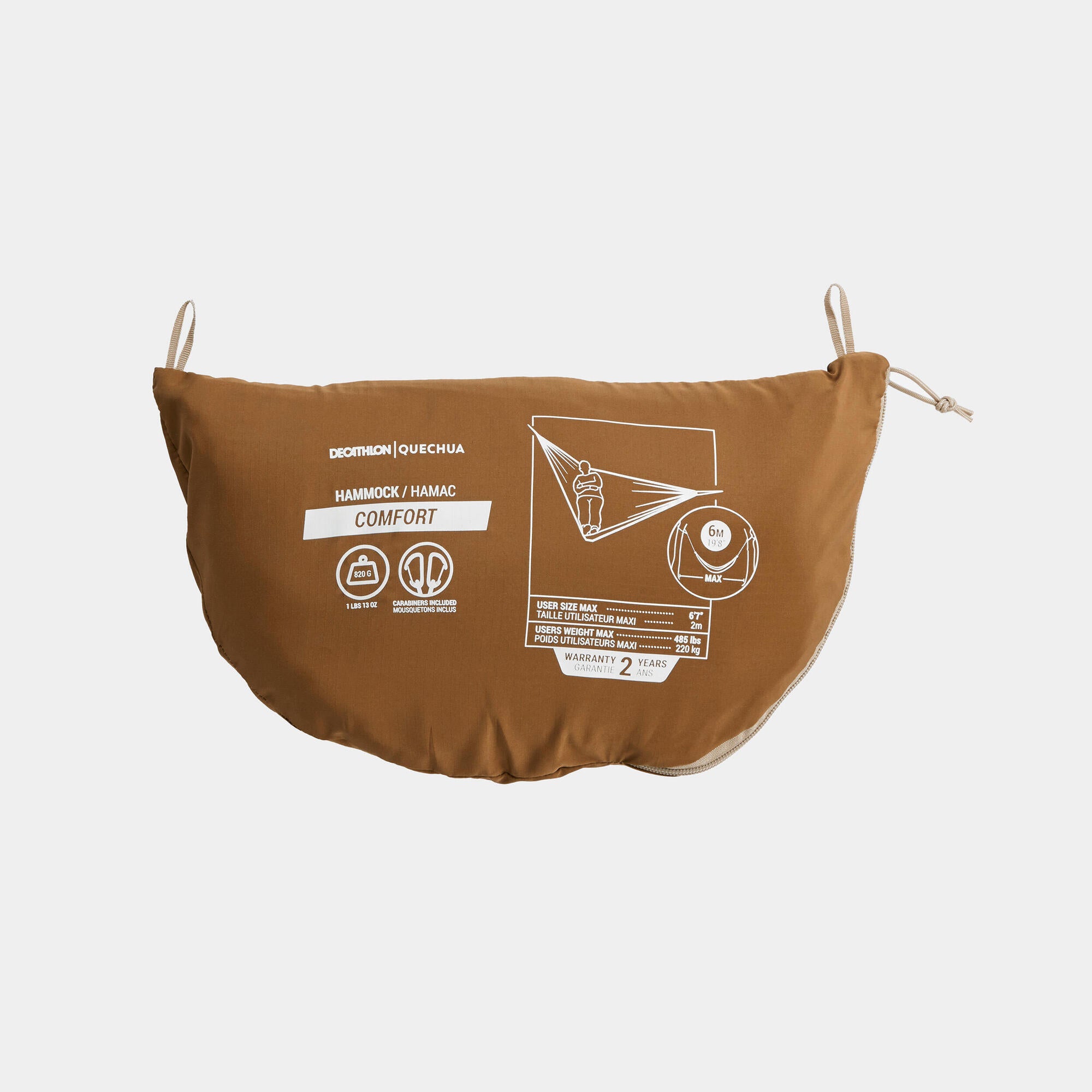 Quechua 2-Person Hammock - Comfortable & Spacious 350 x 175 cm - Perfect for Camping, Backyard & Beach Relaxation