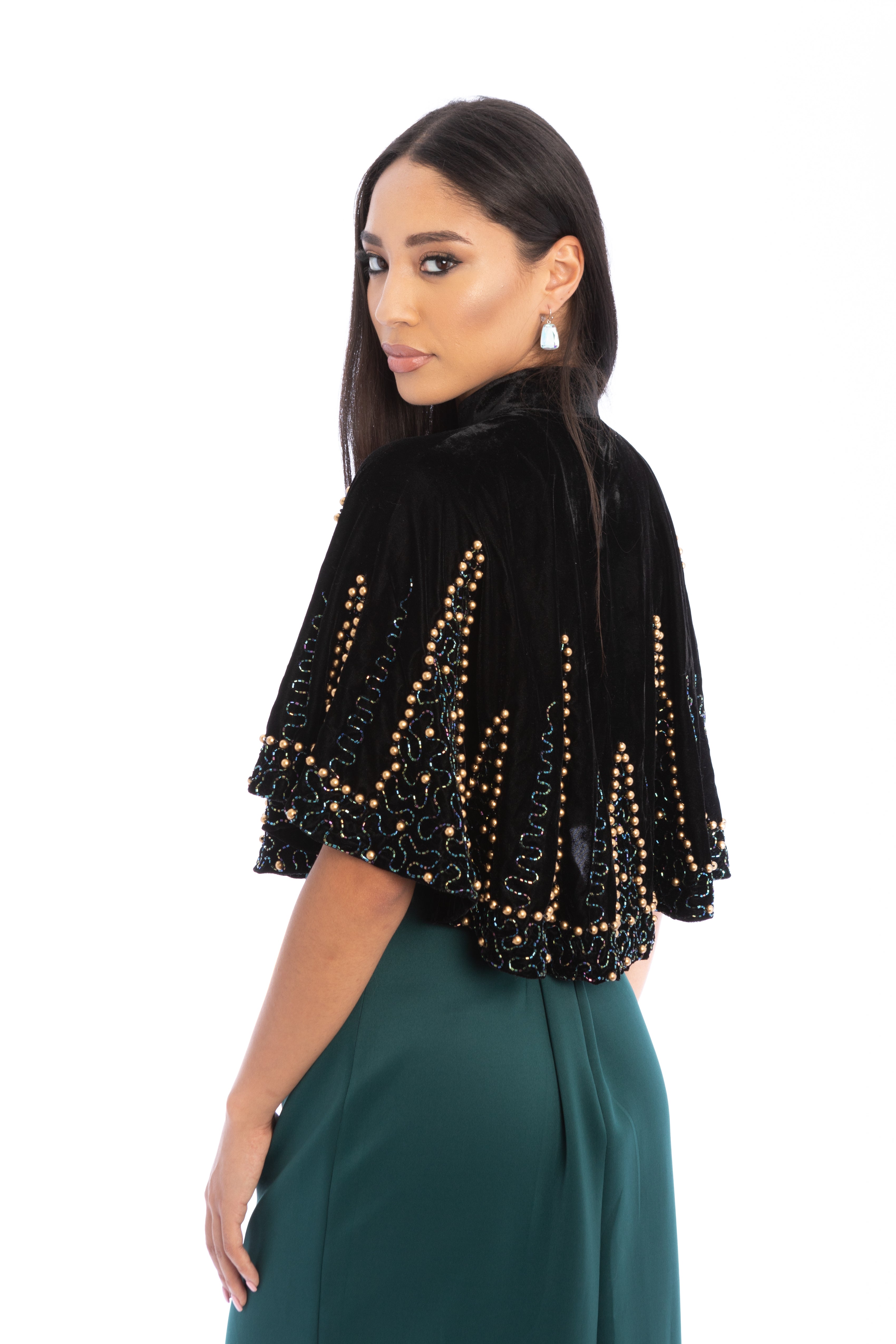 Elegant Holiday Velvet Embellished Capelet Shawl for Women - Perfect for Christmas Parties, Weddings & Special Occasions