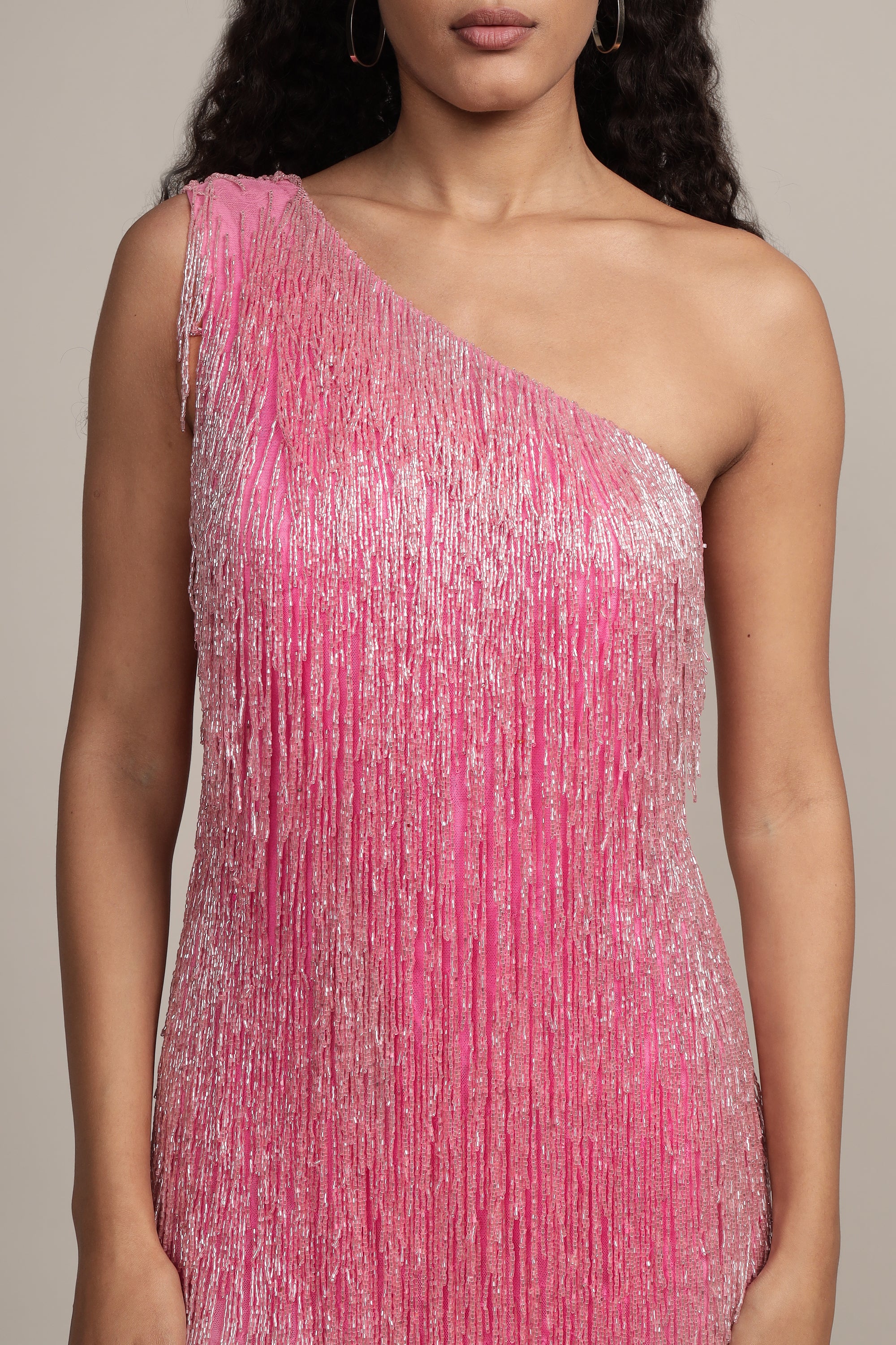 Athena Embellished Pink Fringe Mini Dress - Sexy Party Dress for Women, Cocktail Night Out, Date Night & Special Occasions