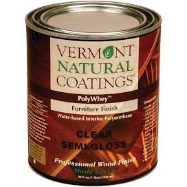 Vermont Natural Coatings PolyWhey Eco-Friendly Wood Furniture Finish - Semi Gloss, 1 Gallon - Non-Toxic, Low VOC for Indoor Tables, Cabinets & DIY Projects
