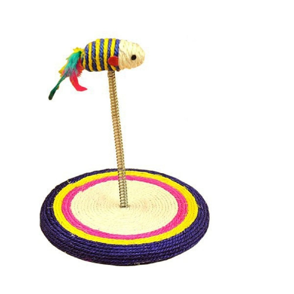TEHAUX Sisal Cat Scratching Post with Toy Mouse - Durable Cat Climbing Toy for Indoor Kittens - Perfect for Playtime & Furniture Protection in Living Room or Bedroom