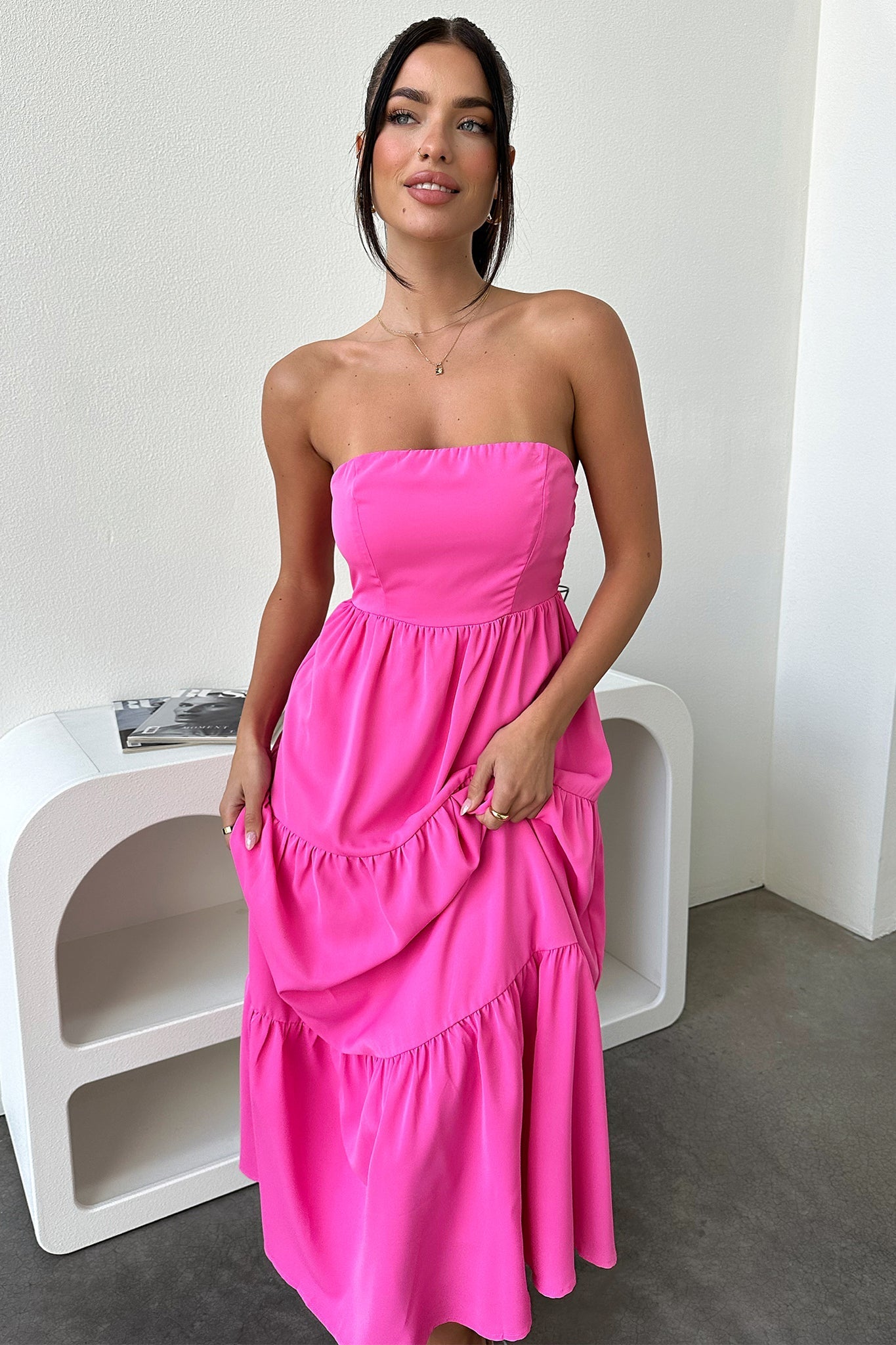 Hailey Maxi Dress for Women - Flowy Pink Long Summer Dress with Side Slits | Perfect for Beach, Vacation, and Casual Outings