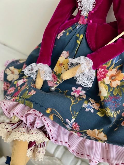 Tilda Mademoiselle Adelina Handmade Rag Doll - Regency & Rococo French Court Style Art Doll | Romantic Princess Gift for Girls | Perfect for Tea Parties, Nursery Decor & Collectible Displays
