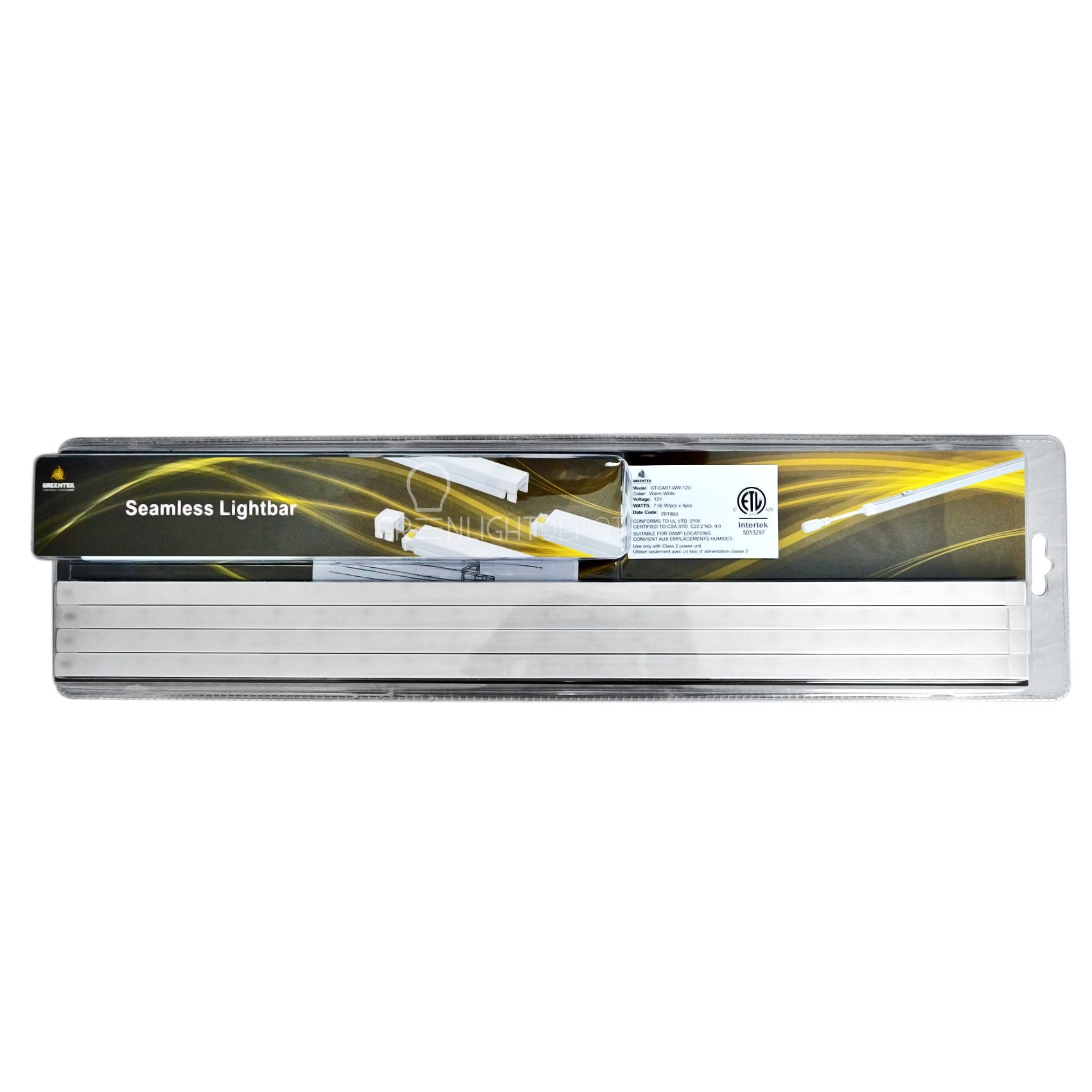 LED Under Cabinet Lighting Kit - 4 Seamless Light Bars with Power Supply for Kitchen, Pantry & Closet Illumination