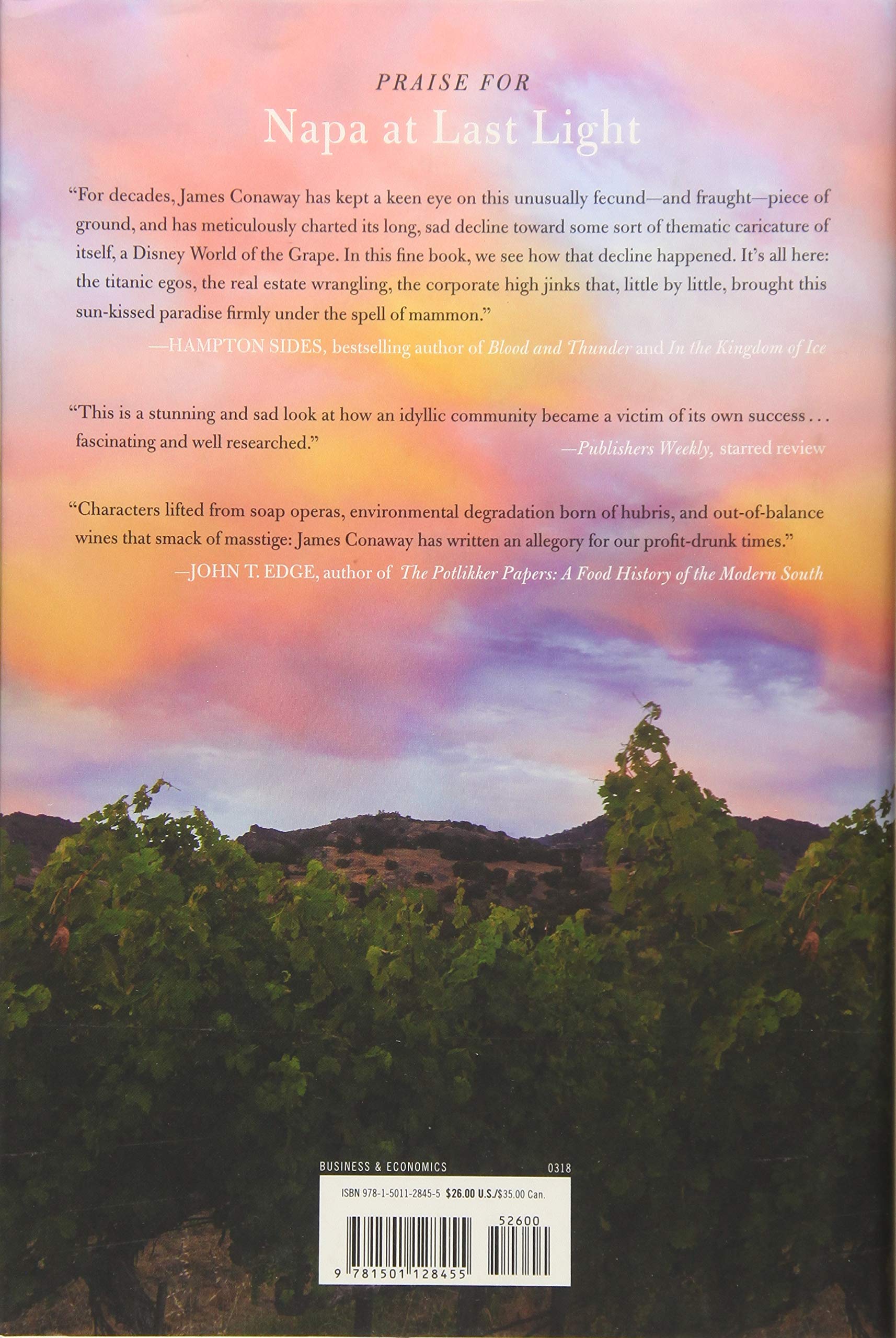 Napa at Last Light: America's Eden in an Age of Calamity - Historical Book About California Wine Country | Perfect for Wine Lovers, History Buffs & Book Club Discussions