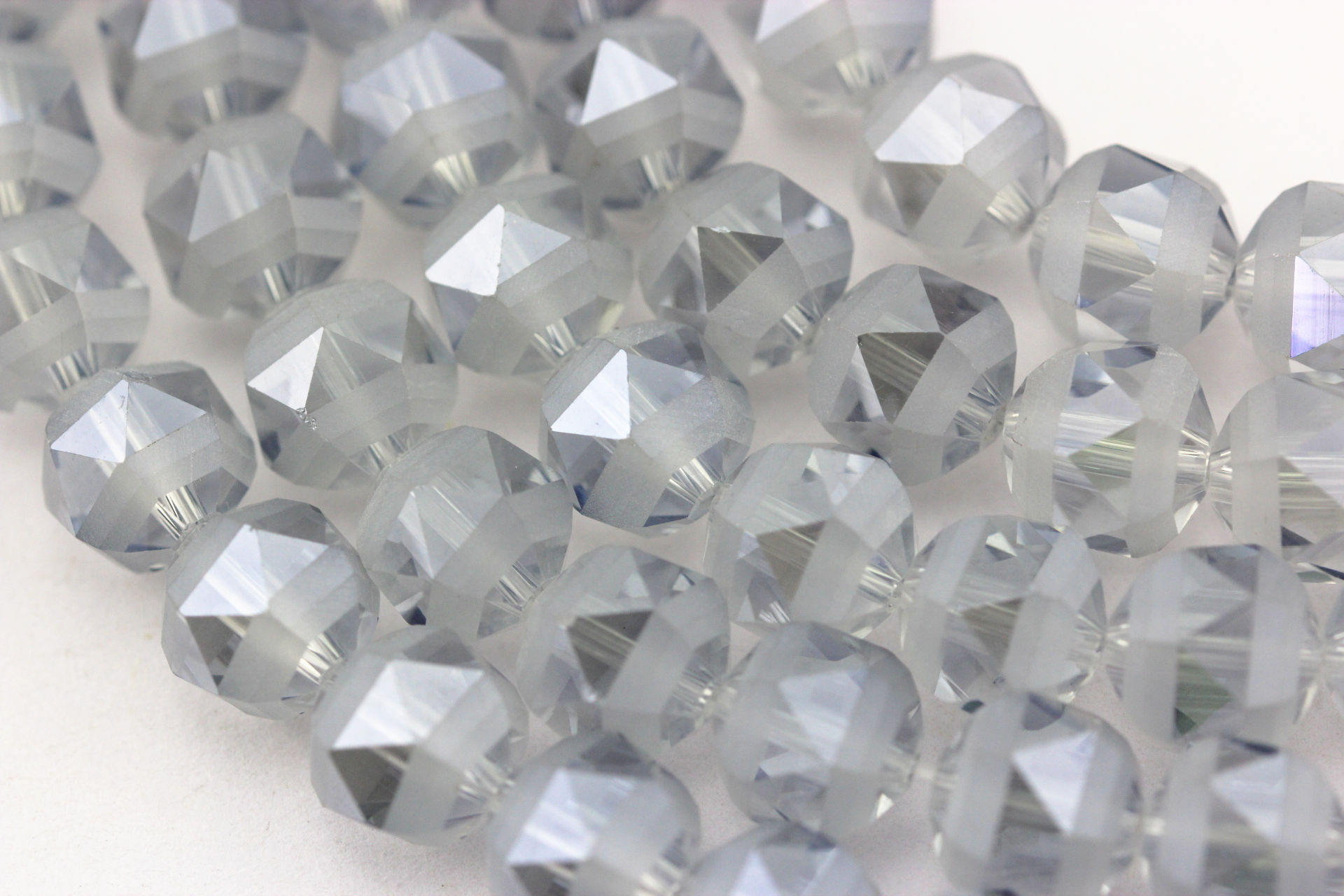 Light Blue Crystal Glass Matte Faceted Round Beads 8mm 10mm 12mm 15.5mm Strand - DIY Jewelry Making, Bracelet & Necklace Craft Supplies