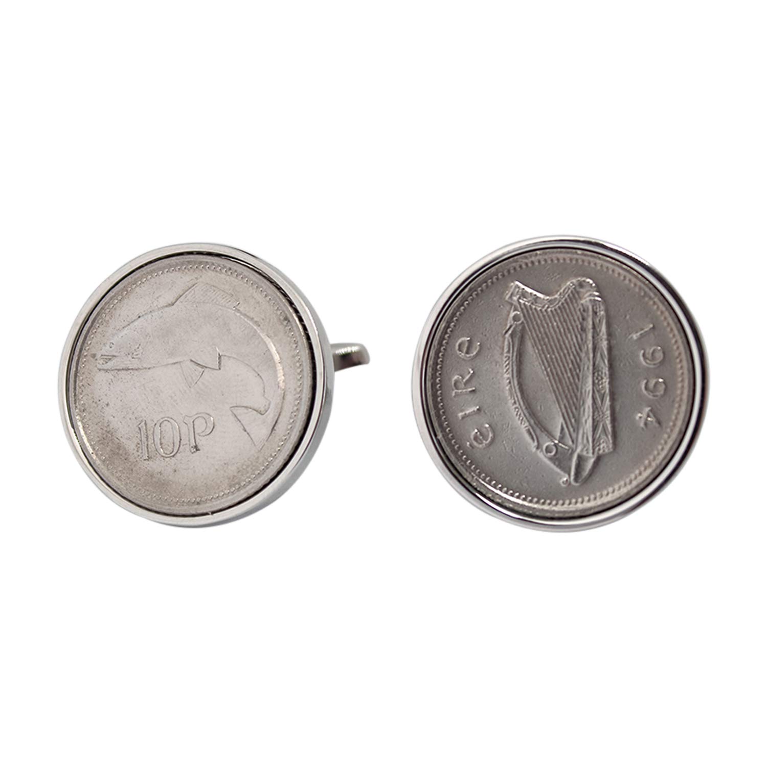 Vintage 1993 Rhodium Plated Irish Salmon Cufflinks - Handmade Anniversary & Birthday Gift for Men (Ideal for Weddings, Formal Events & Special Occasions)