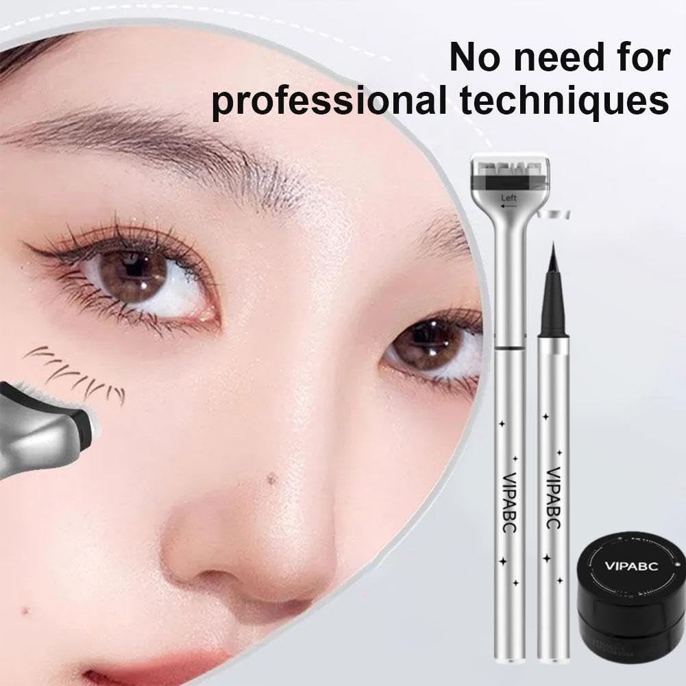 Lower Lash Stamp & Eyeliner Kit - Reusable Silicone Mascara Stamp for Quick Eye Makeup | 2-in-1 Eyelash Extension Tool for Beginners | Perfect for Daily Makeup & Special Occasions