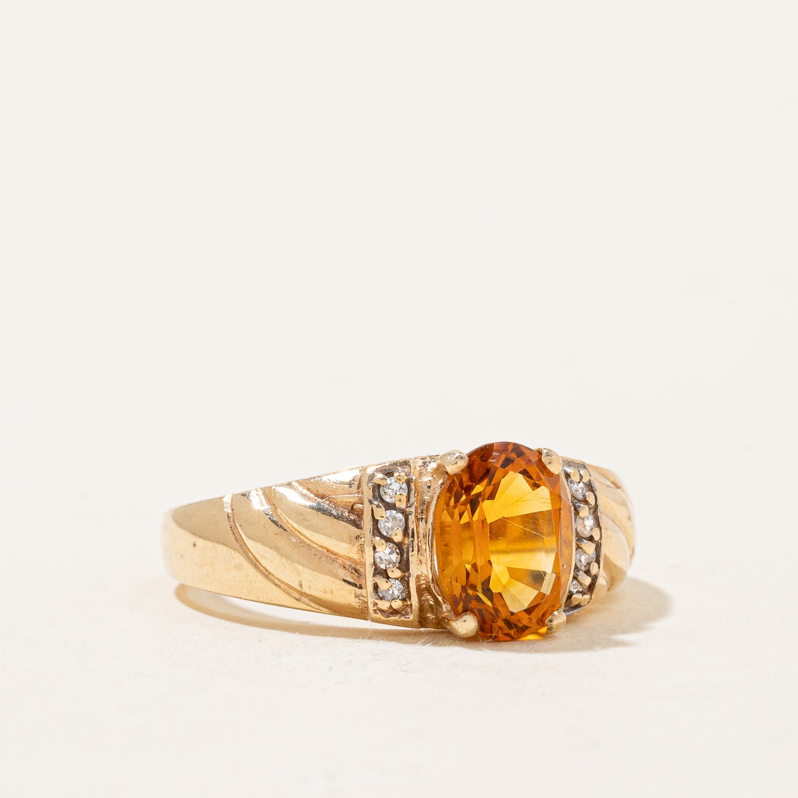 Mandarin Citrine & Diamond Ring - 1.00ct Orange Citrine with 0.04ctw Diamond Accents - Size 6.75 - Elegant Birthstone Jewelry for Women - Perfect for Anniversary, Birthday & Special Occasion Gifts