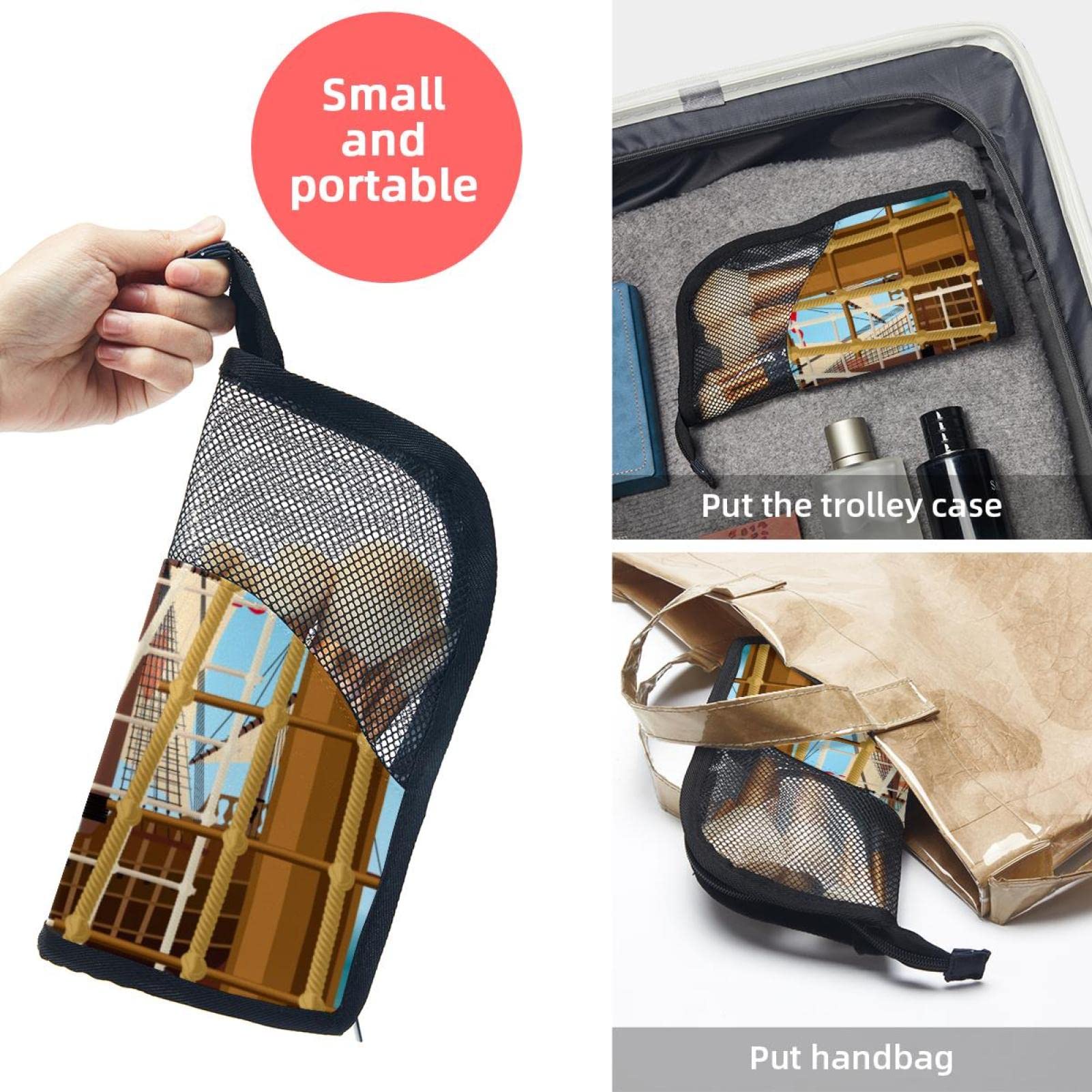12-Piece Makeup Brush Organizer Bag - Portable Waterproof Cosmetic Brush Holder Case for Travel & Home Storage | Ships Deck Ocean Sea Design