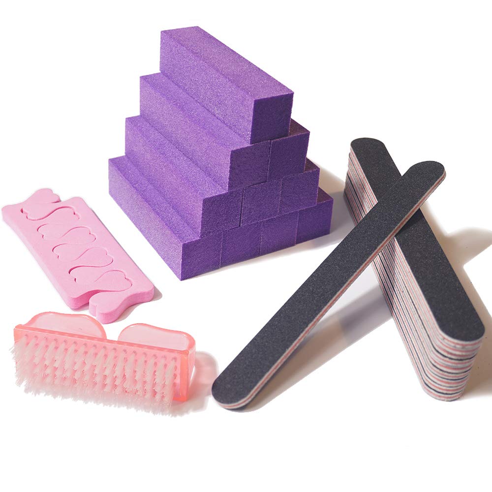 23 Pcs Professional Nail Manicure Kit - 100/180 Grit Emery Boards, 120 Grit Nail Buffers, Nail Scrubbing Brush & Toe Separators for Salon & Home Use - Perfect for DIY Manicures, Pedicures & Nail Care