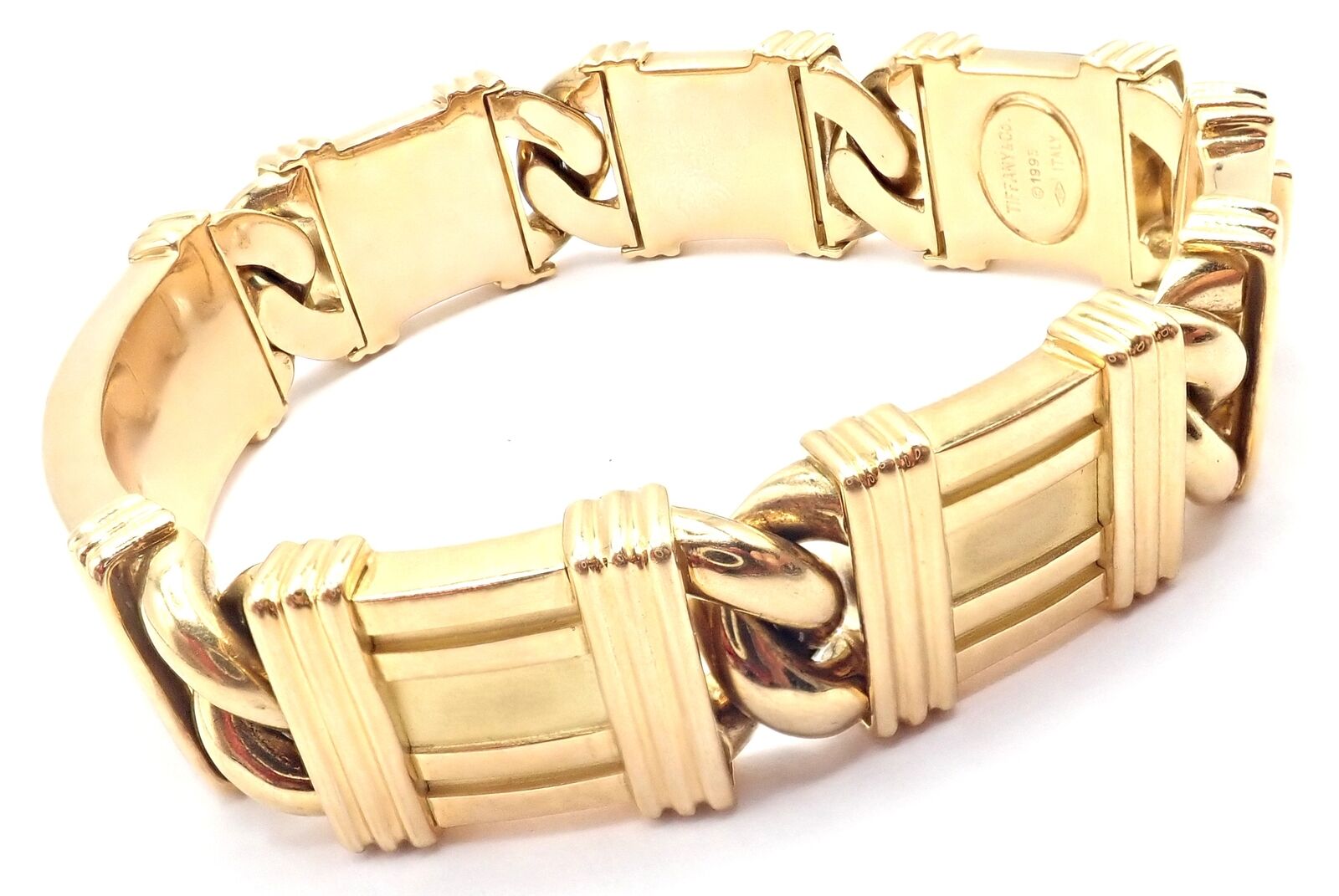 Authentic Tiffany & Co Atlas 18k Yellow Gold Link Bracelet Vintage 1995 - Luxury Jewelry Gift for Women, Perfect for Anniversaries & Special Occasions