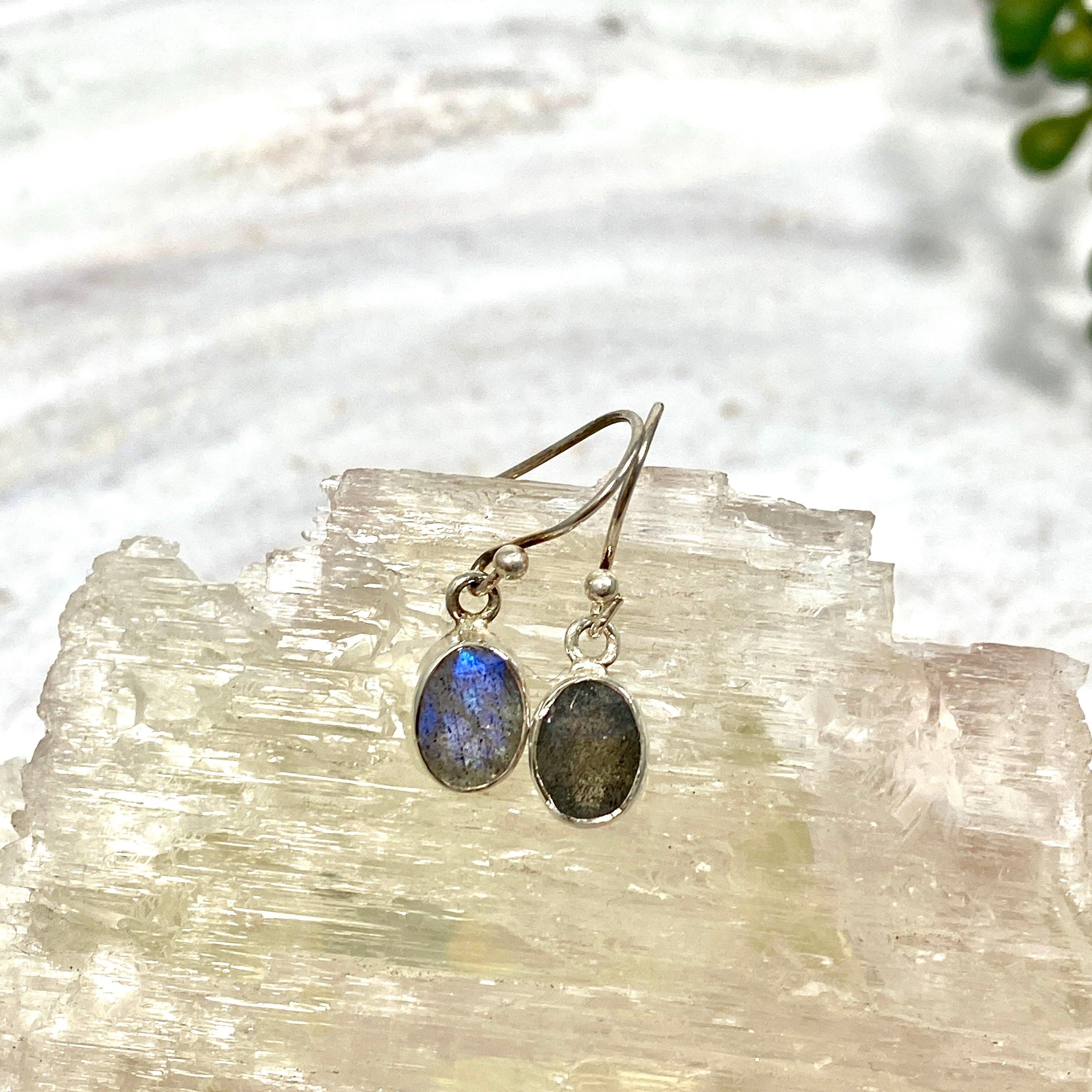 Labradorite Petite Oval Faceted Earrings - R2363 LBO | Dainty Gemstone Jewelry for Women | Perfect for Everyday Wear, Office & Special Occasions