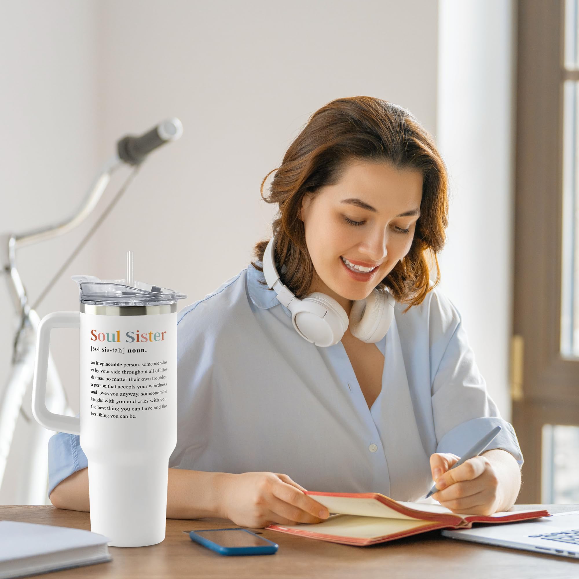 Best Friendship Gifts for Women - 40 Oz Insulated Tumbler Cup for Sister, Best Friend, or Galentine's Day - Cute Valentines Gifts for Her - Perfect for Coffee, Tea & Cold Drinks at Work, Gym, or Travel