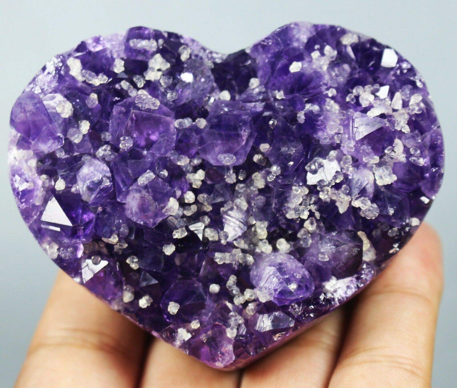 210g Natural Uruguayan Amethyst Geode Cluster - Heart Shaped Crystal for Home Decor, Meditation & Healing | Spiritual Gift, Feng Shui Stone, Yoga Space Decor