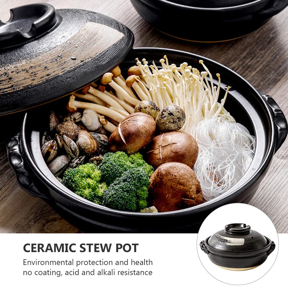 DOITOOL Ceramic Stew Pot - 4QT Non-Stick Clay Casserole Pot with Lid, Oven & Stovetop Safe, Perfect for Soup, Stew, Braising & Slow Cooking - Ideal for Home Kitchen & Family Meals