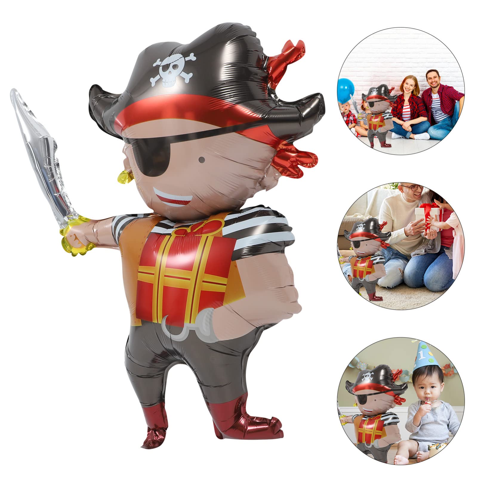 3pcs Pirate Captain Balloon Set - Aluminum Foil Balloons for Pirate Themed Birthday Party Decorations | Perfect for Boys' Birthday, Wedding, and Pirate Party Decor
