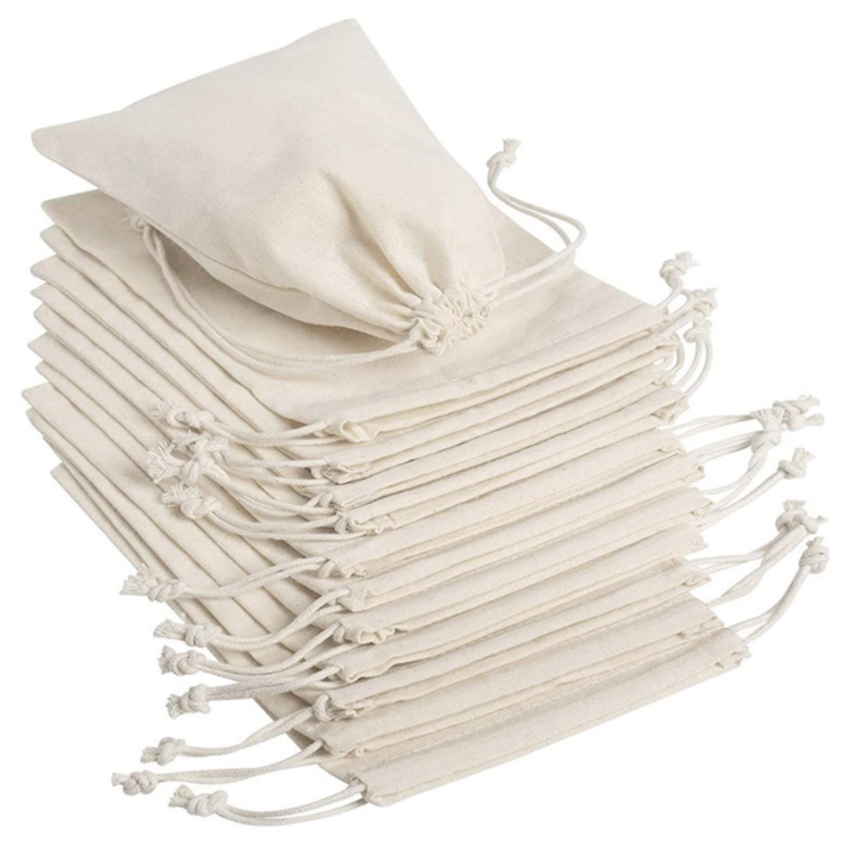 20Pcs Cotton Muslin Drawstring Bags - 5x7 Inch Reusable Gift & Storage Bags for Wedding Favors, Party Favors, Birthday Gifts, Jewelry, Soap, Herbs & DIY Crafts | Eco-Friendly & Versatile