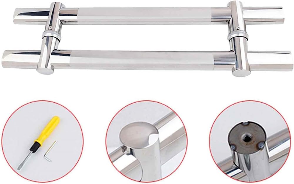 Stainless Steel Shower Door Handles - 800mm for Bathroom & Interior Doors