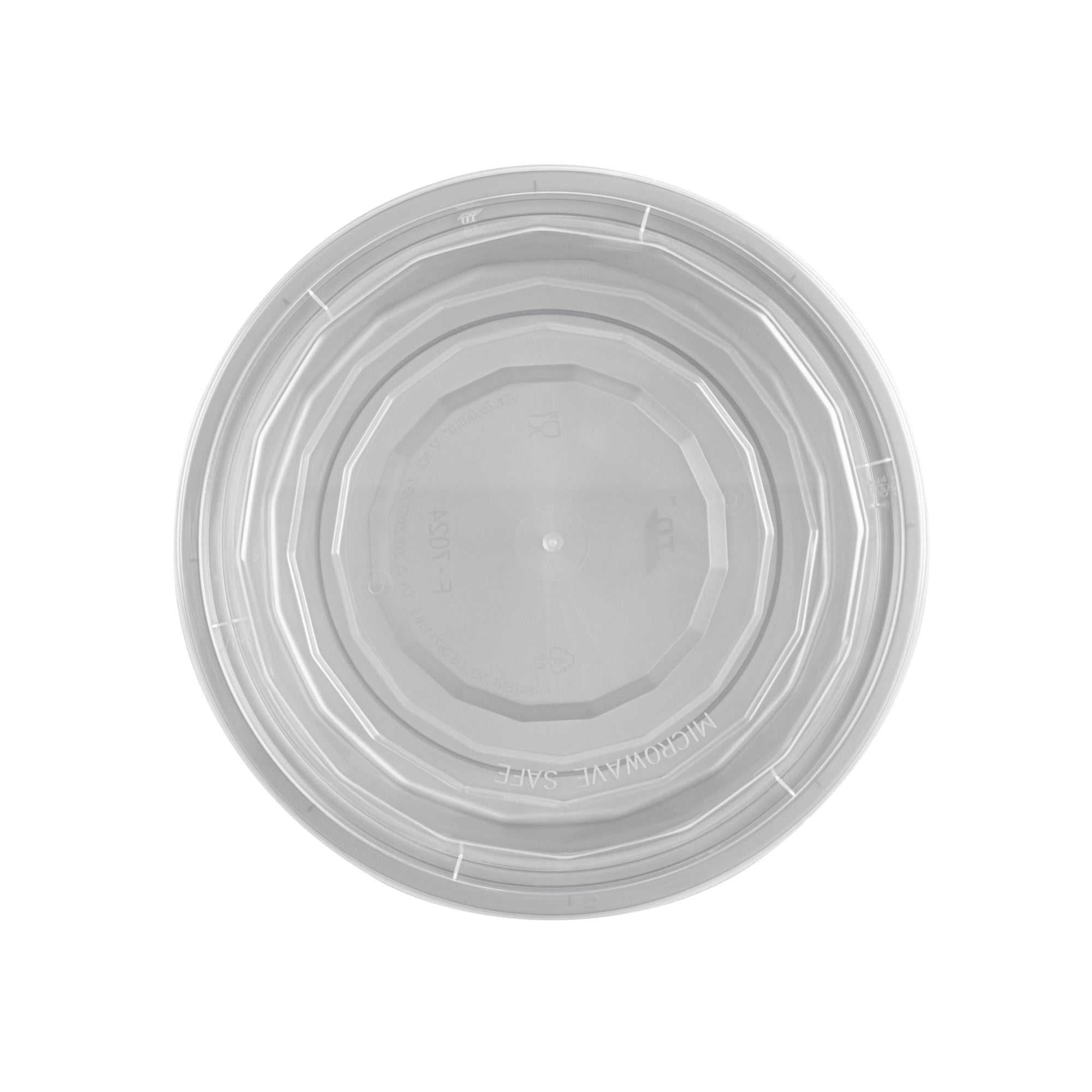 24 oz Round Silver Plastic Takeout Containers with Clear Lids - 100 Pack (7.25