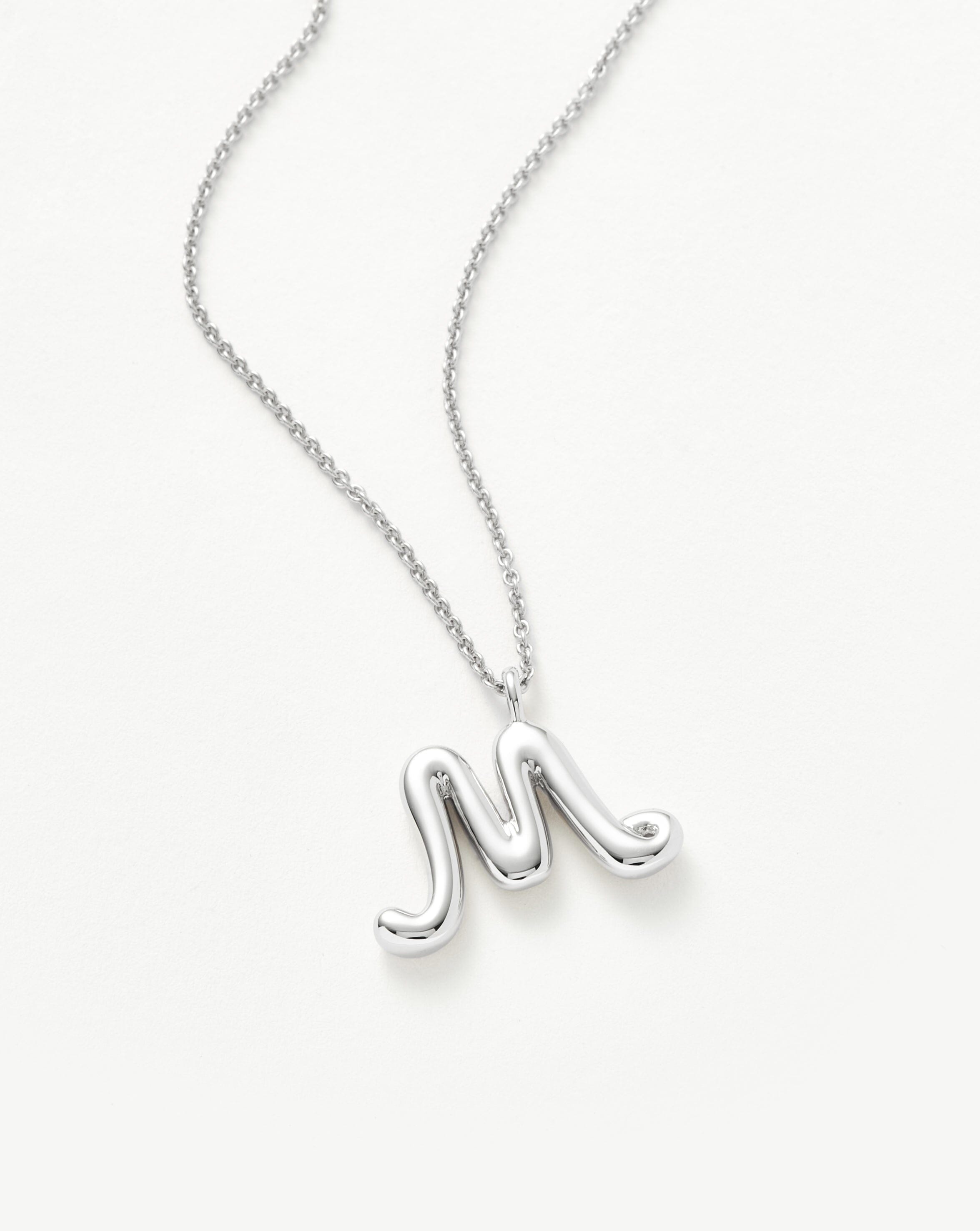 Personalized Sterling Silver Curly Molten Initial Pendant Necklace - Custom Name Letter Jewelry for Women, Gift for Her, Birthday, Anniversary, Valentine's Day