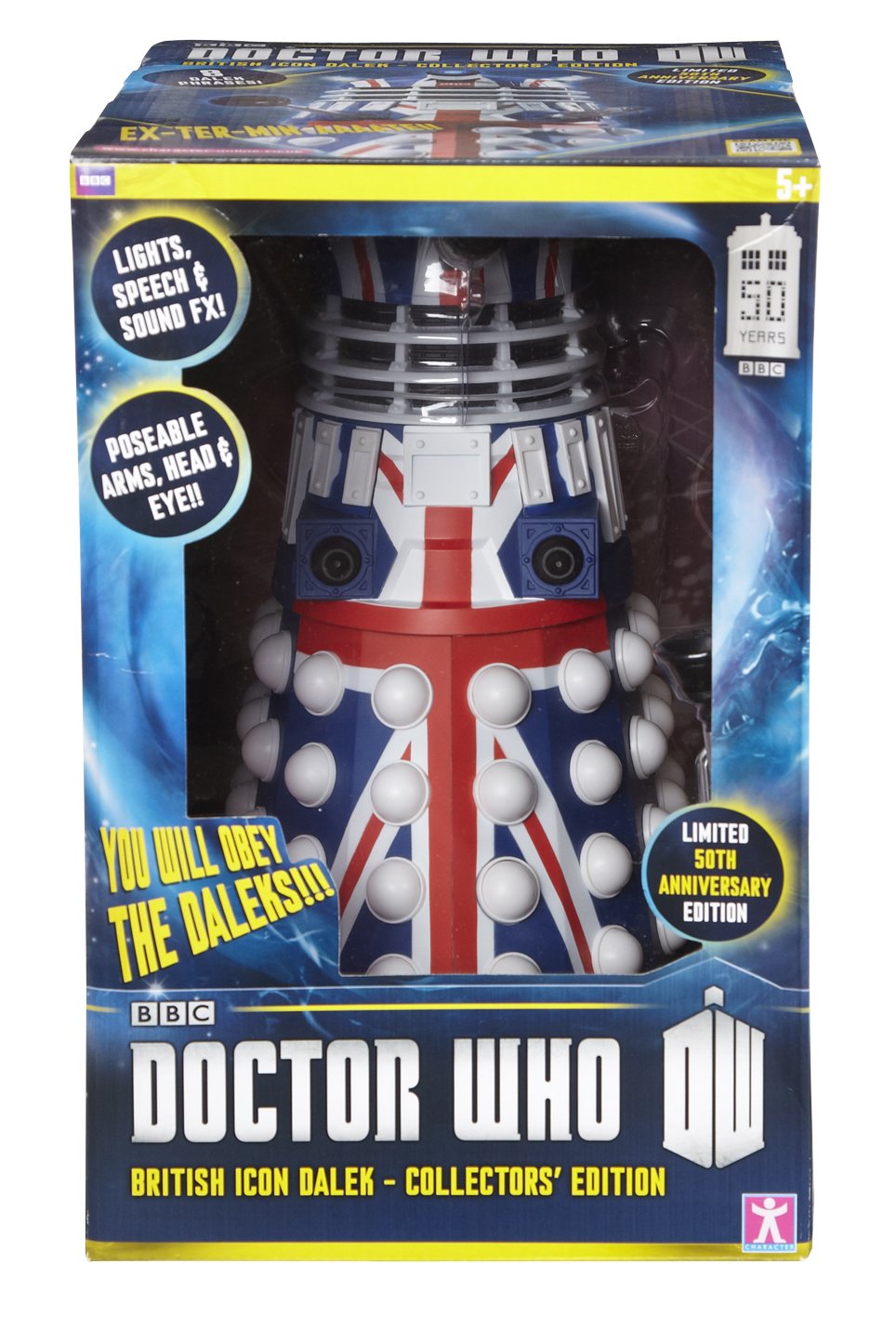 Doctor Who 50th Anniversary Dalek Action Figure with Sound & Light Effects - Collectible British Sci-Fi Toy for Fans, Home Decor & TV Show Enthusiasts