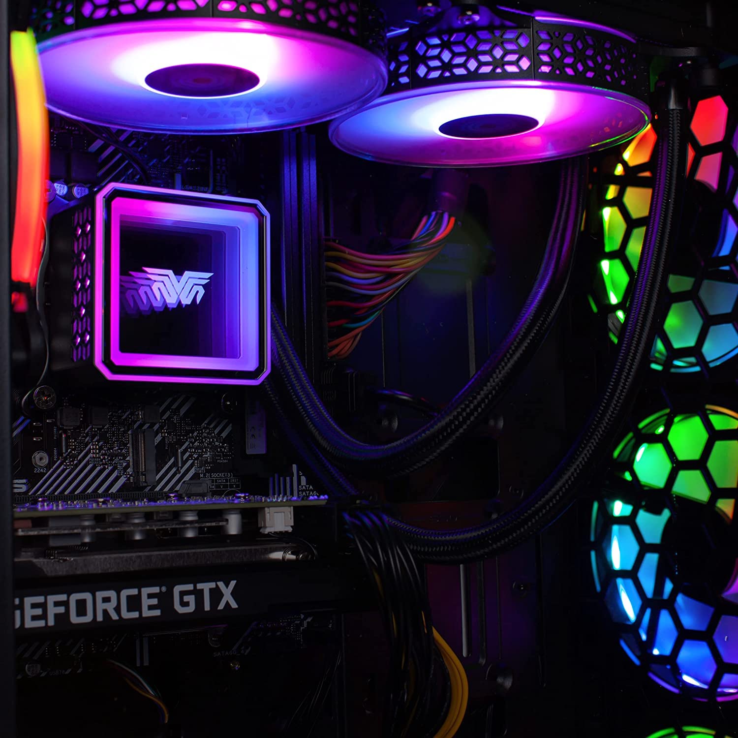Veno Scorp Gaming PC - Intel Core i7-6700 3.9GHz, 16GB RAM, GT 730 2GB GPU, 256GB M.2 SSD + 1TB HDD, 500W 80+ PSU, NEONZILLA 4x ARGB Fans, 240MM Liquid Cooling, WiFi, Windows 11 - Perfect for Esports, Streaming & High-Performance Gaming