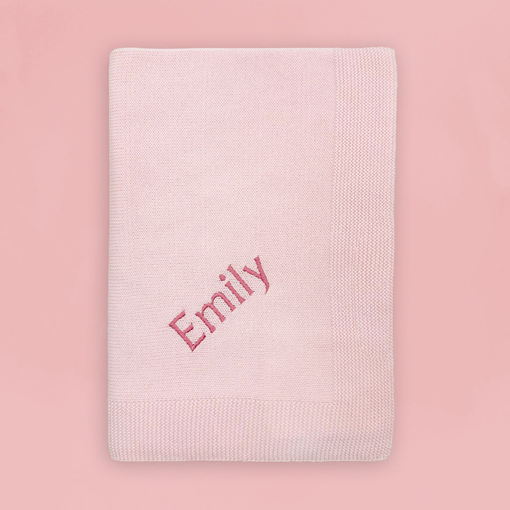 Personalized Knitted Baby Blanket - Soft Pink Handmade Blanket for Newborns, Infants & Toddlers - Perfect for Nursery, Gift Giving & Photo Shoots