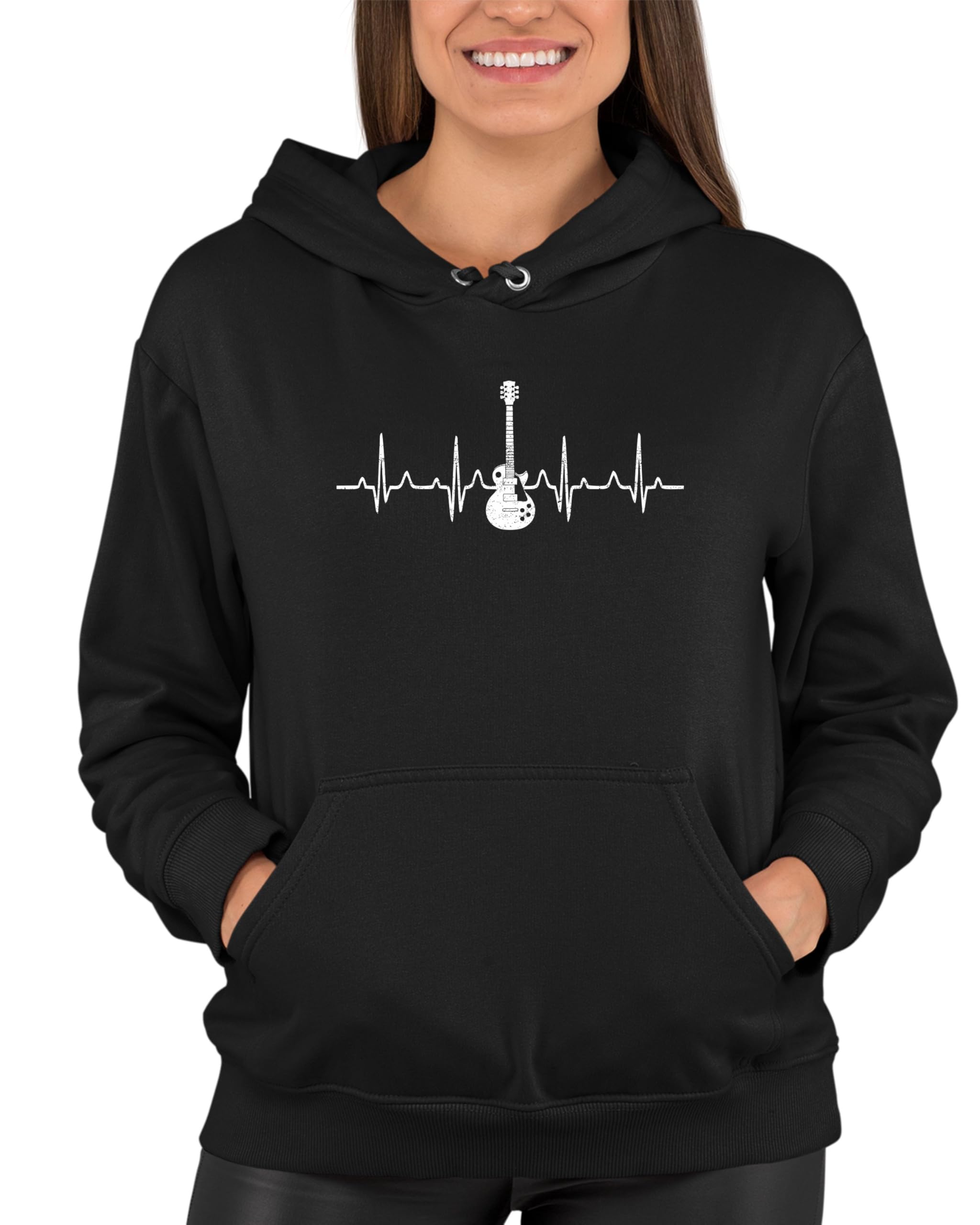 Go All Out Electric Guitar Heartbeat Unisex Sweatshirt Hoodie - Perfect for Concerts, Gifts & Casual Wear