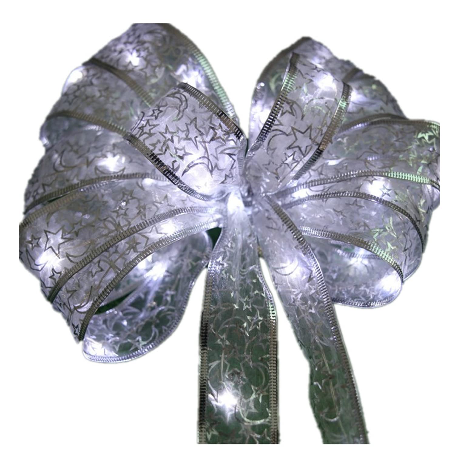 Fairy Tale LED Ribbon Lights - 40 Waterproof Christmas String Lights 13.1ft with Bow Lights for Balcony, Party, Wedding, Holiday & Christmas Tree Decor (Cold White) - Perfect for Indoor/Outdoor Festive Lighting