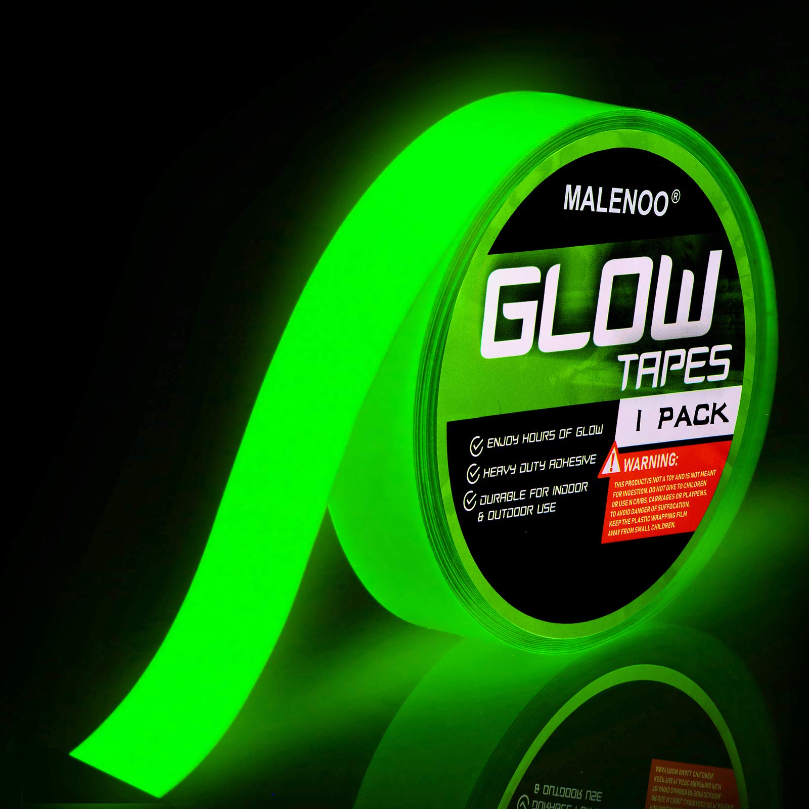 1 Inch x 30FT Glow in The Dark Tape - High Visibility Reflective Safety Tape, Waterproof & Long Lasting Neon Green Glow Tape for Stairs, Walls, Emergency Exit Signs - Perfect for Theater, Stage Lighting, Party Decorations, Nighttime Safety Marking and Home Security