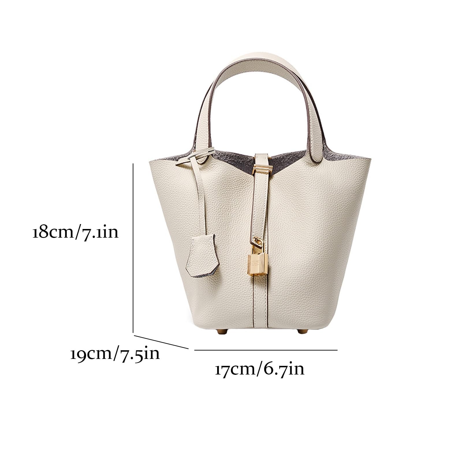 Genuine Leather Bucket Bag for Women - Stylish Handbag with Inner Pocket & Lock - Perfect for Shopping, Travel, Work & School - Durable Tote Purse for Everyday Use