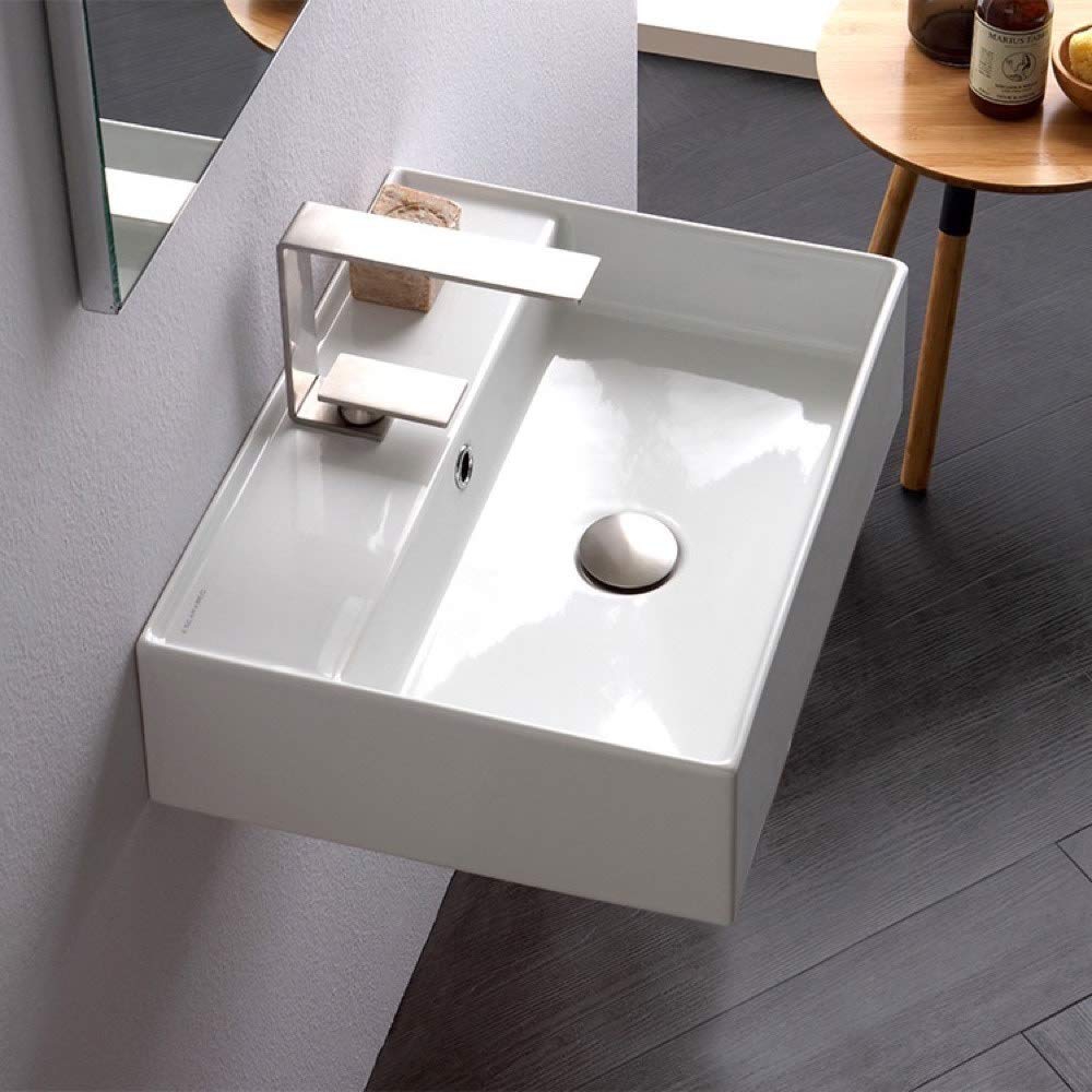 Scarabeo 5111 White One Hole Bathroom Sink - Modern Single Faucet Vessel Sink for Powder Room, Guest Bath & Small Space Installation