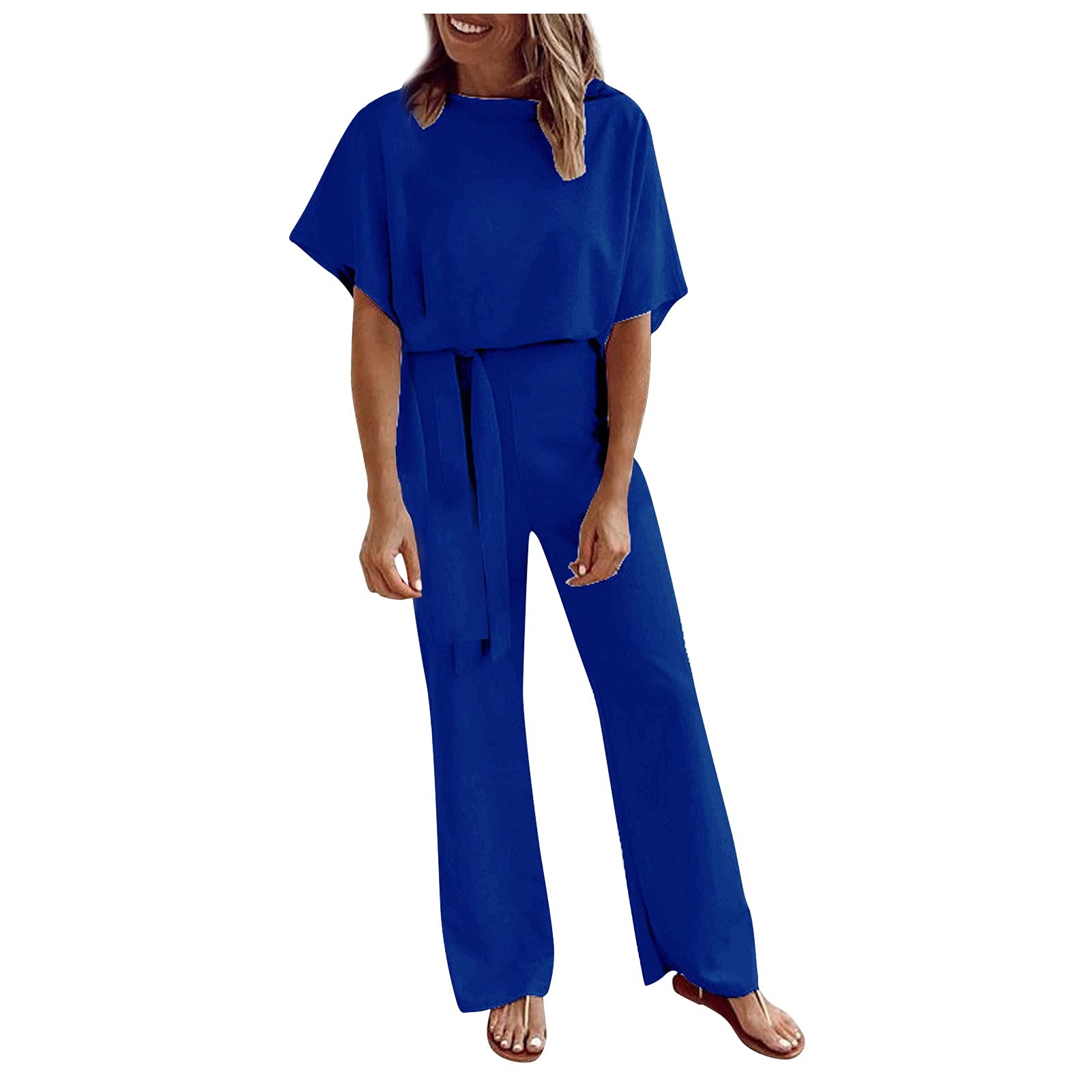 PEGONE Women's Casual Loose Long Overalls Jumpsuit - Wide Leg Party Club Wear Straight Leg Romper for Night Out, Lounge & Street Style Fashion