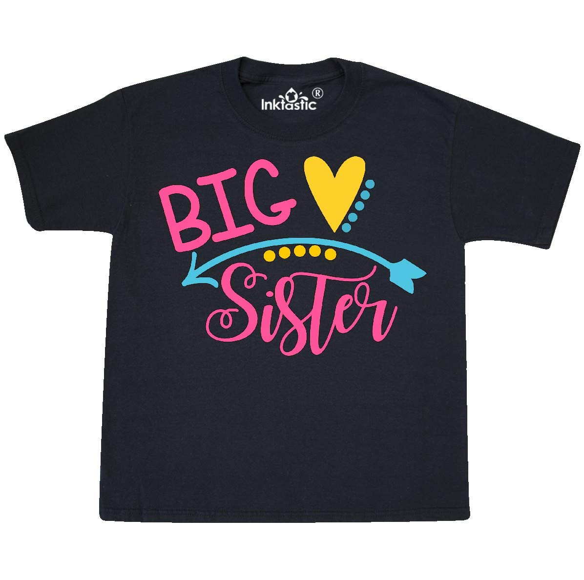 Inktastic Big Sister Heart and Arrow Youth T-Shirt - Cute Sibling Matching Outfit for Sisters, Best Gift for Birthdays & Family Events