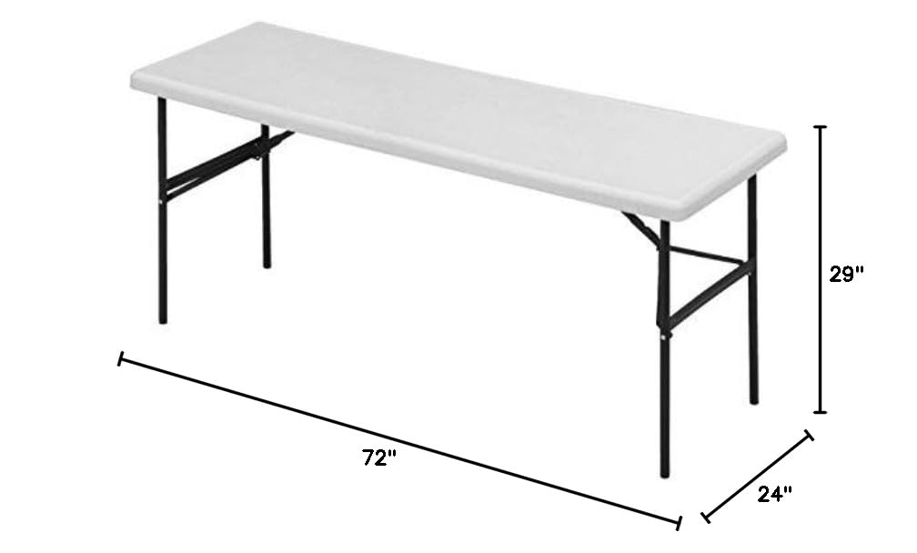 Indestructible Classic Folding Table 24x72 Inches - Heavy Duty 300 lbs Capacity for Indoor & Outdoor Use - Platinum Granite Finish - Perfect for Parties, Camping & Workspaces