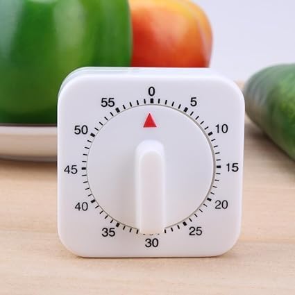 JUSTAKEIT 60-Minute Mechanical Kitchen Timer - Loud Alarm, Manual Countdown Clock for Baking, Cooking & Study - Perfect for Home, Office & Classroom Use