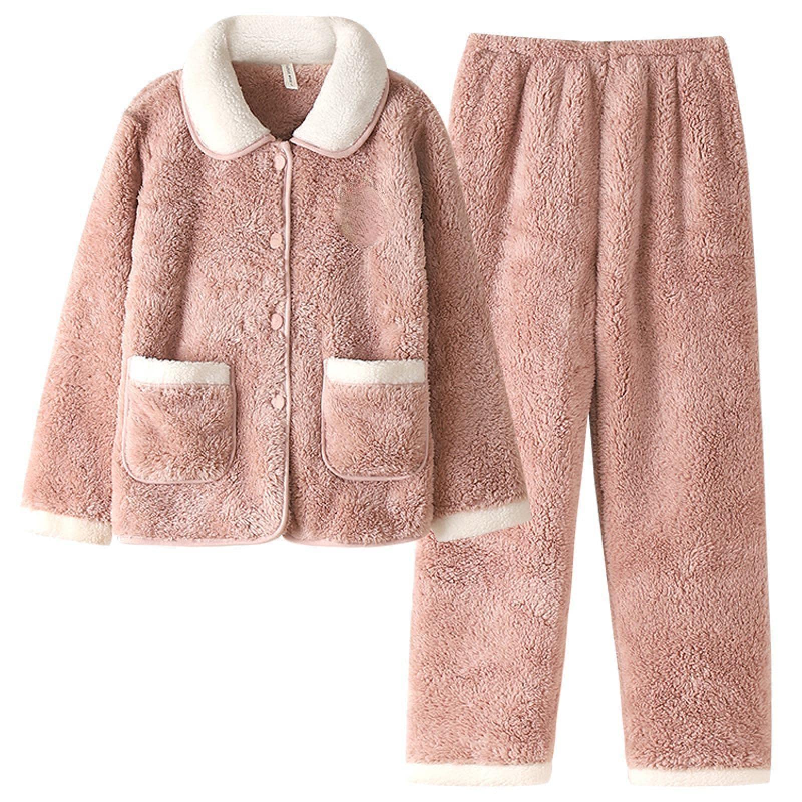 Women's Winter Flannel Fleece Pajama Set - Warm & Cozy Sleepwear for Cold Nights - Perfect for Lounging at Home, Sleepovers and Holiday Gifts