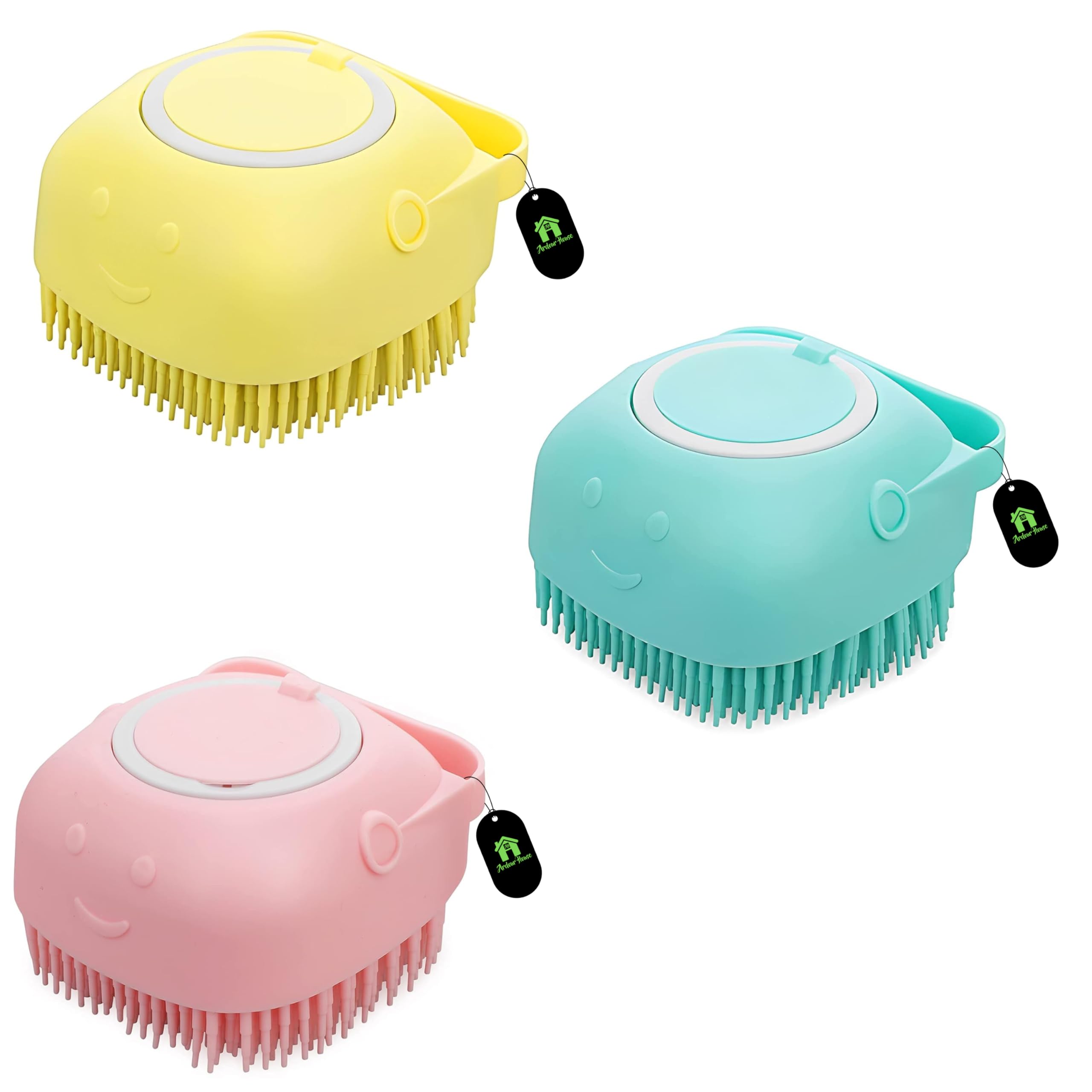 Silicone Body Scrubber with Soap Dispenser - Soft Exfoliating Loofah Brush for Men, Women & Kids - Skin Cleaning, Massage & Gentle Exfoliation - Perfect for Shower, Bath & Spa Day (Multicolor, 1pc)