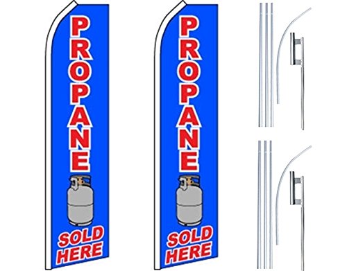 2 Pack Swooper Flutter Feather Flags with 2 Poles & Ground Spikes - Vibrant Blue and Red Colors - Perfect for Outdoor Events, Sports Games, and Business Advertising