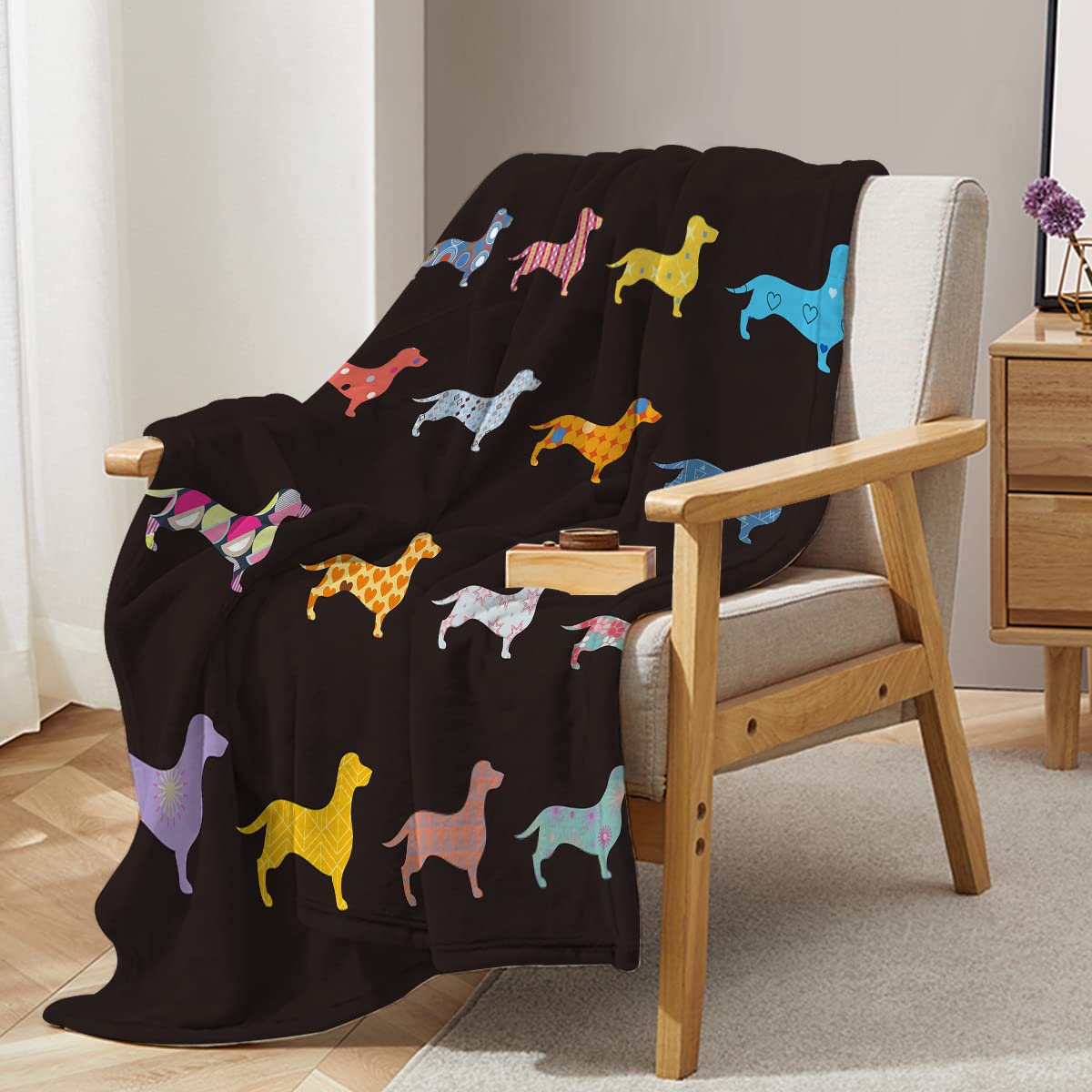 **Sleepwish Dachshund Plush Fleece Throw Blanket - Ultra Soft & Cozy Sherpa Wiener Dog Blanket for Kids, Boys & Girls - 50
