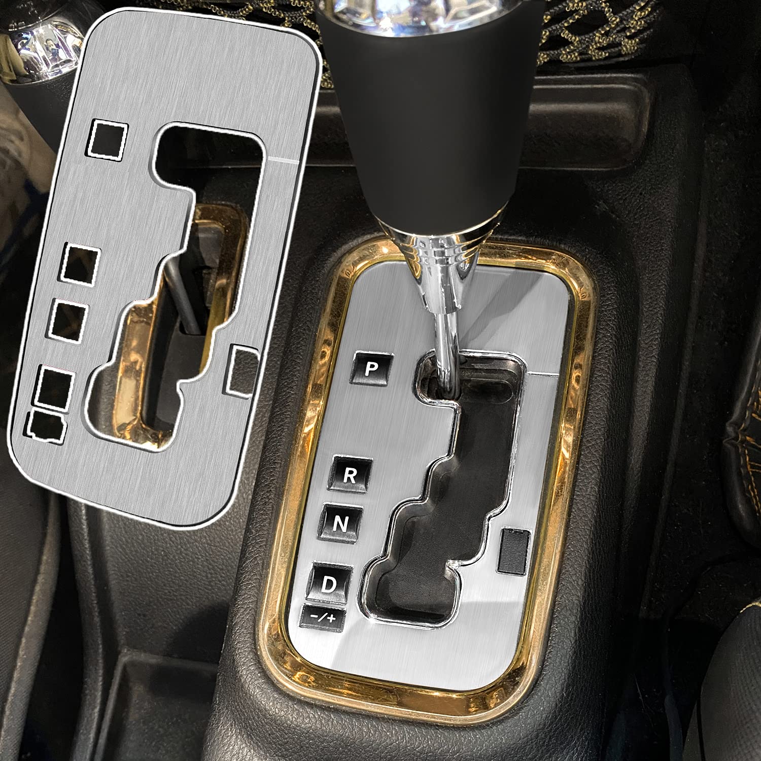 Jeep Wrangler Gear Shift Box Frame Cover Trim Sticker - Aluminum Inner Accessories Protection Compatible with 2012-2018 Models (Silver) | Interior Upgrade & Off-Road Protection