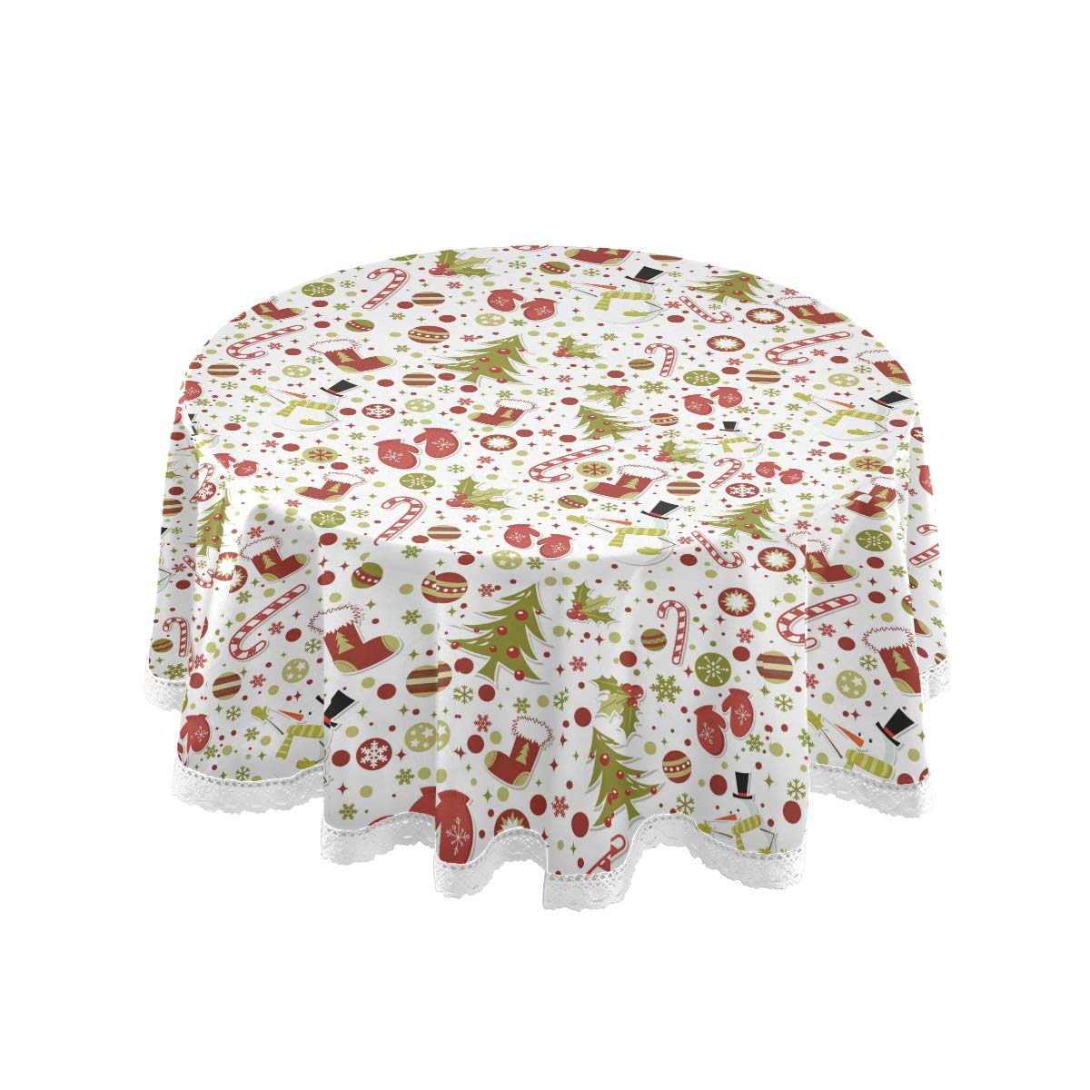 Senya 60 Inch Round Christmas Tablecloth - Cartoon Holiday Decorative Table Cover for Circular Dining Tables | Perfect for Christmas Dinner Parties, Family Gatherings & Festive Home Decor