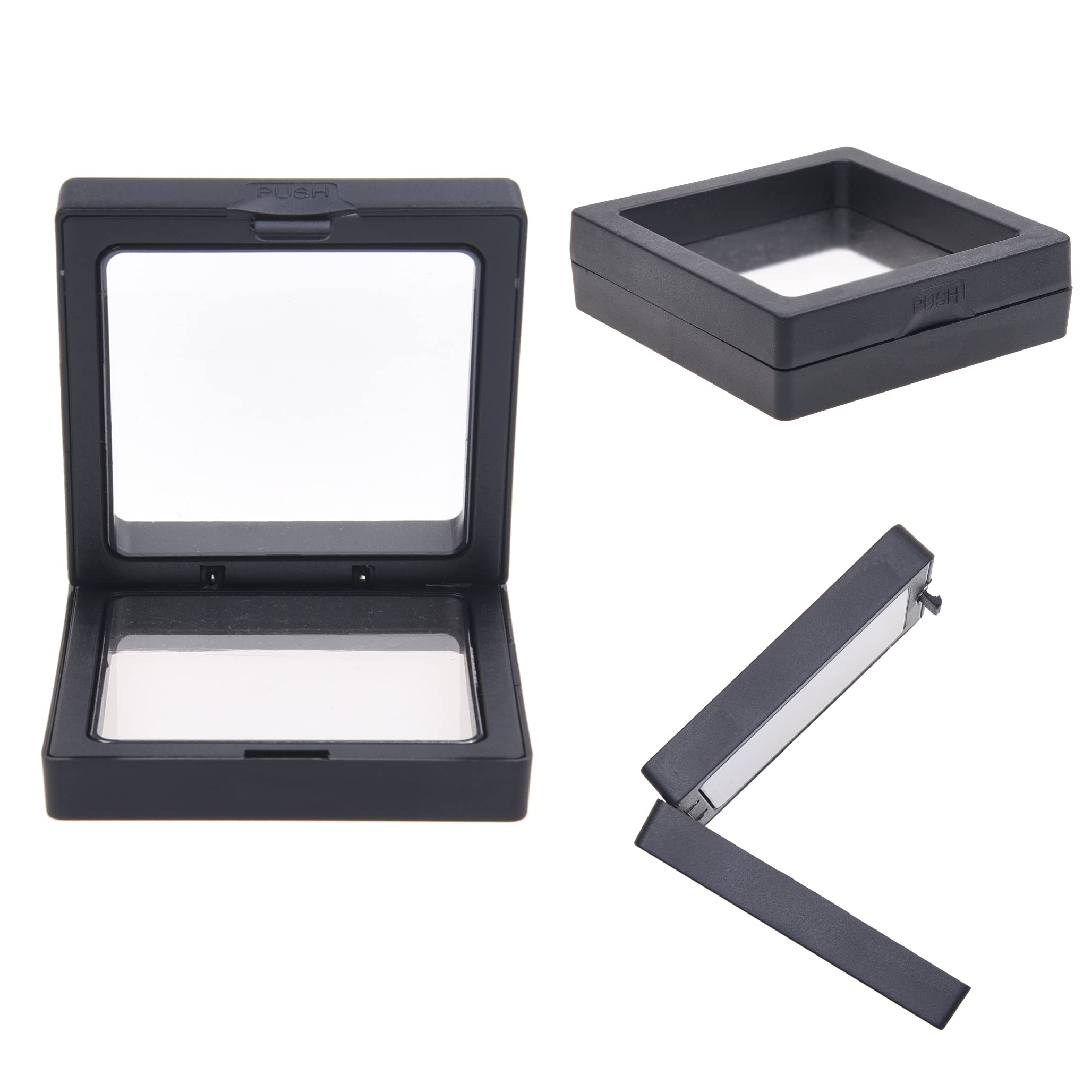 Eco-Friendly 3D Transparent Floating Frame Set of 10 - Suspension Display Case for Collectibles, Memorabilia & Home Decor - Perfect for Coins, Jewelry, Medals, Gemstones (Black) | Ideal for Showcasing Collections, Gift Presentation & Wall Decor