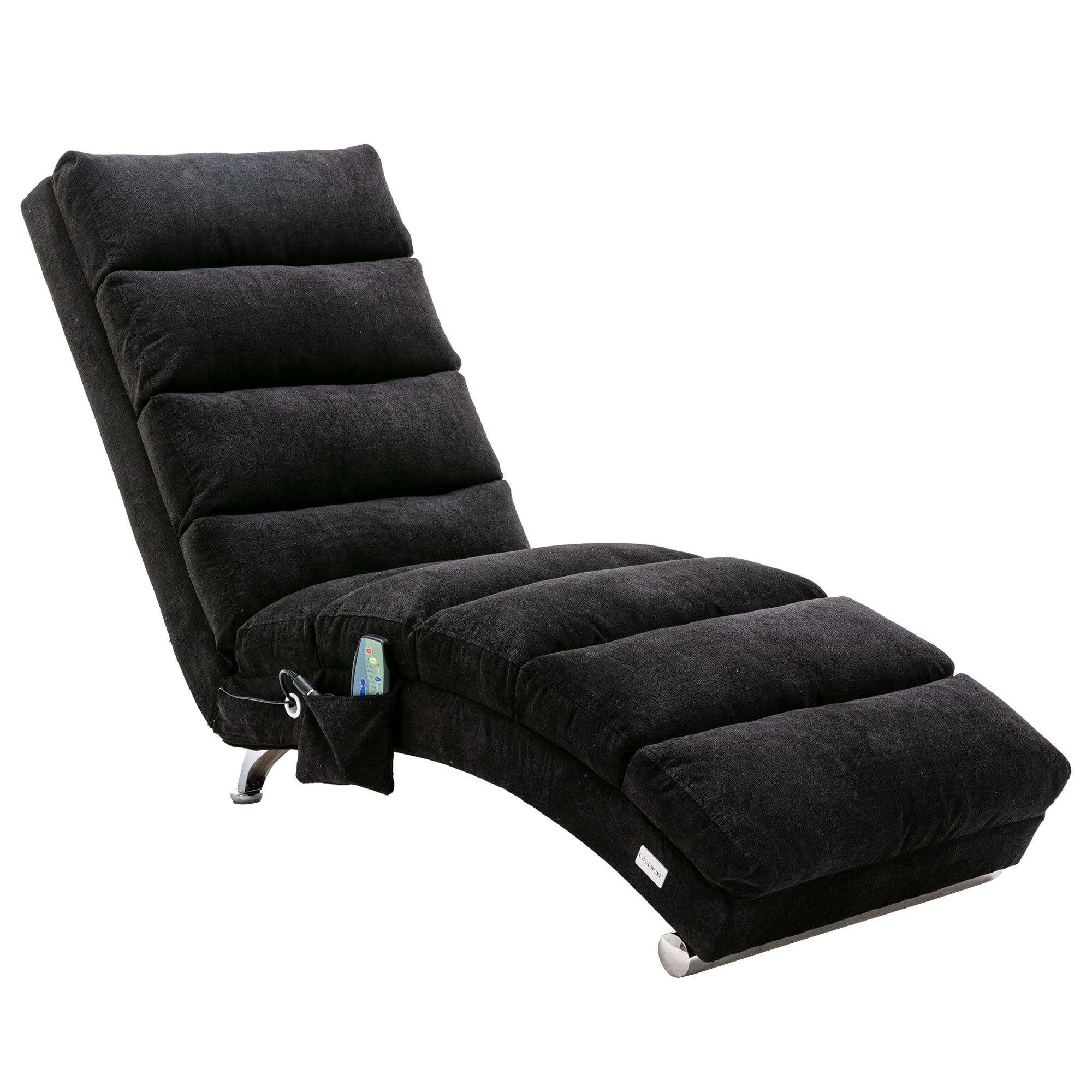 Electric Recliner Massage Chaise Lounge Chair - Ergonomic Linen Accent Chair with Adjustable Backrest, Modern Long Lounger for Living Room, Office or Bedroom (Black) - Perfect for Relaxation, Reading & Napping