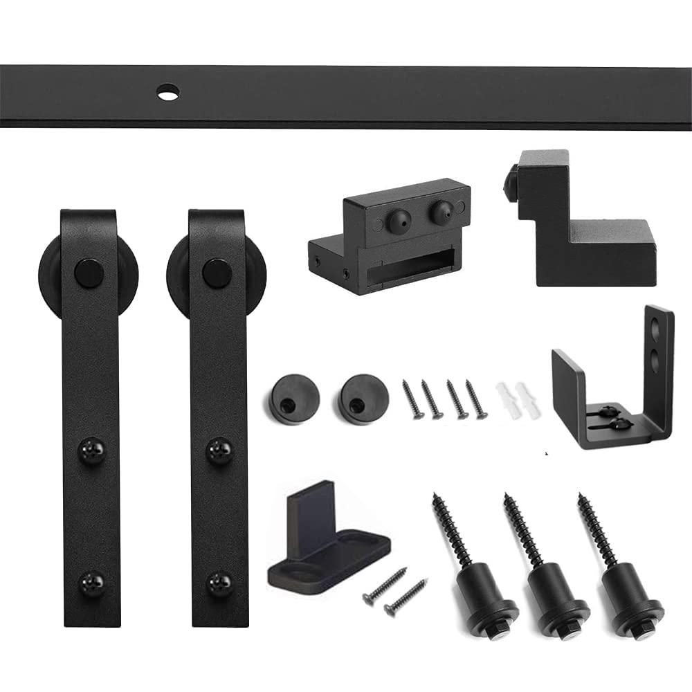 HACCER 3 FT Mini Barn Door Hardware Track Set - Black Sliding Door Kit for Closet, Cupboard & Storage Cabinet | Single Door Installation | Perfect for Bedroom, Laundry Room & Home Office Organization