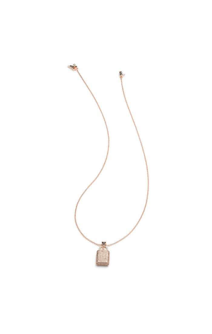 Rose Gold Pave Padlock Pendant Necklace - Elegant Jewelry Gift for Women, Perfect for Valentine's Day, Anniversary & Special Occasions