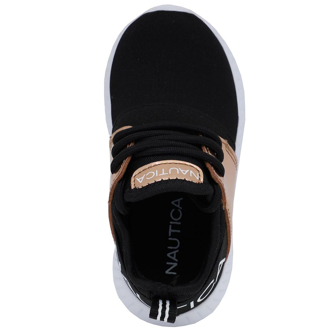 Nautica Kids Girls Metallic Fashion Sneakers - Lightweight Running Shoes for Toddler, Little & Big Kids - Comfortable Lace-Up Athletic Shoes for School, Play & Everyday Wear