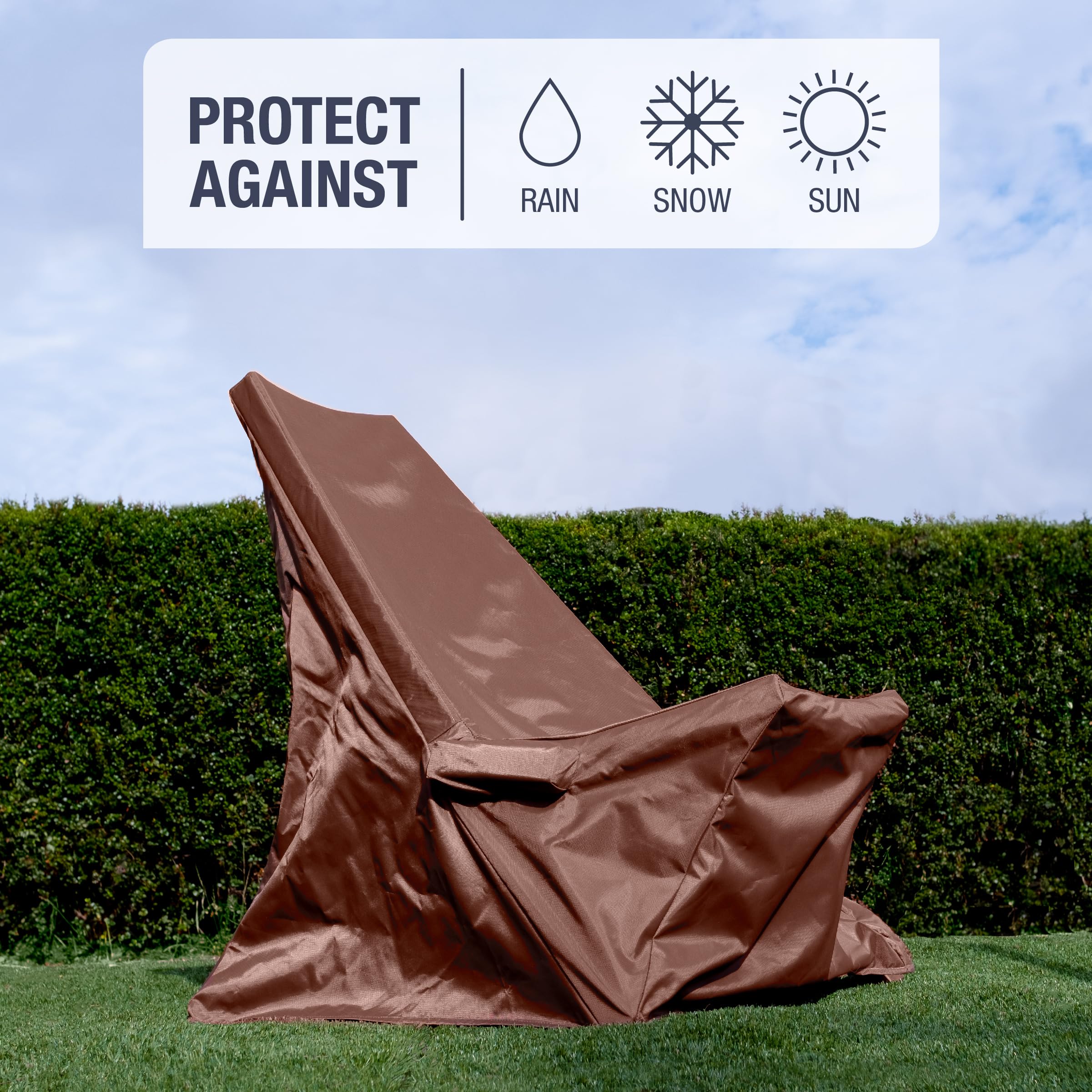 CleverMade Tamarack Chair Cover - Waterproof Outdoor Patio Furniture Protector for Folding Wooden Chairs (2 Pack, Mocha) | UV Resistant & Weatherproof | Perfect for Backyard, Garden, and Poolside Use