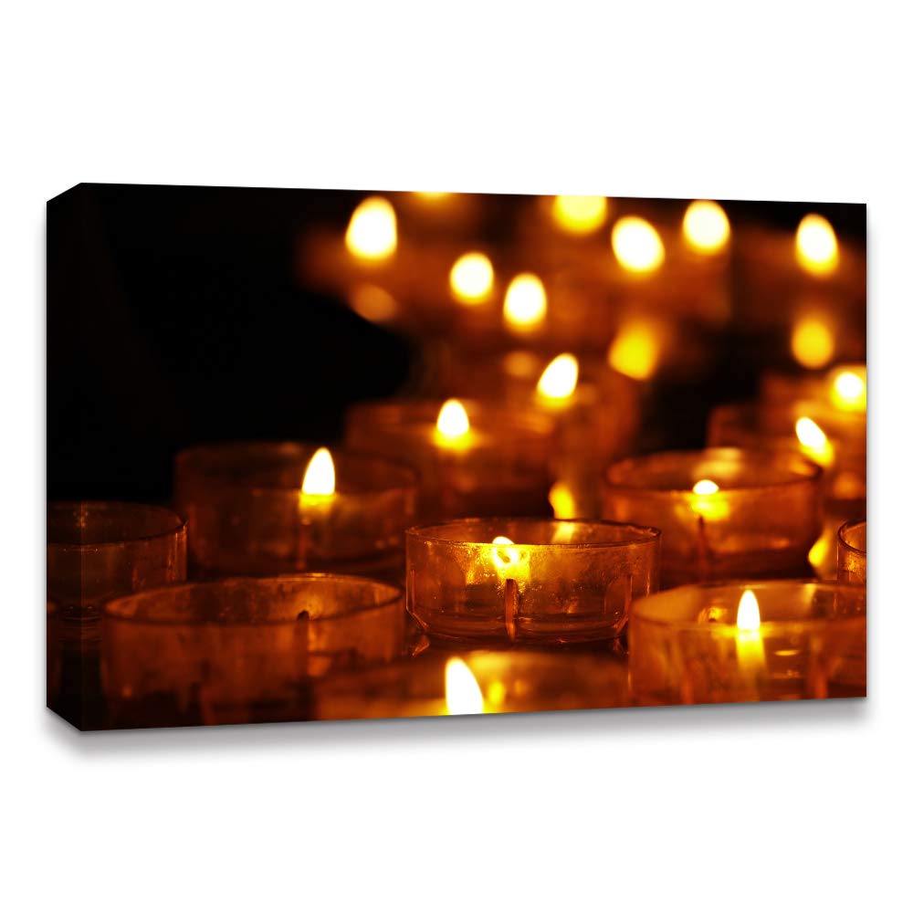 IDEA4WALL Christmas Candles Canvas Wall Art - 32x48 Inch Framed Painting for Holiday Home Decor, Living Room & Bedroom Wall Prints - Perfect for Christmas Celebration & Winter Home Styling